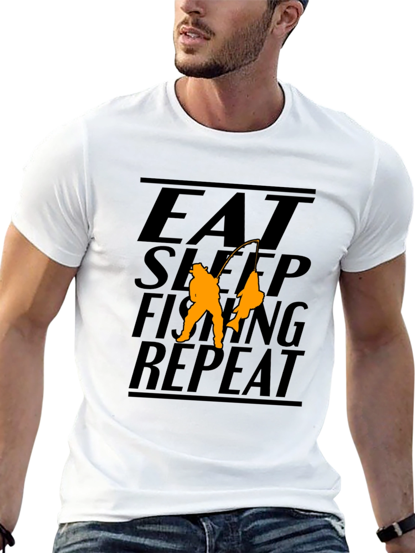 Eat Sleep Fishing Repeat Black Graphic T-Shirt