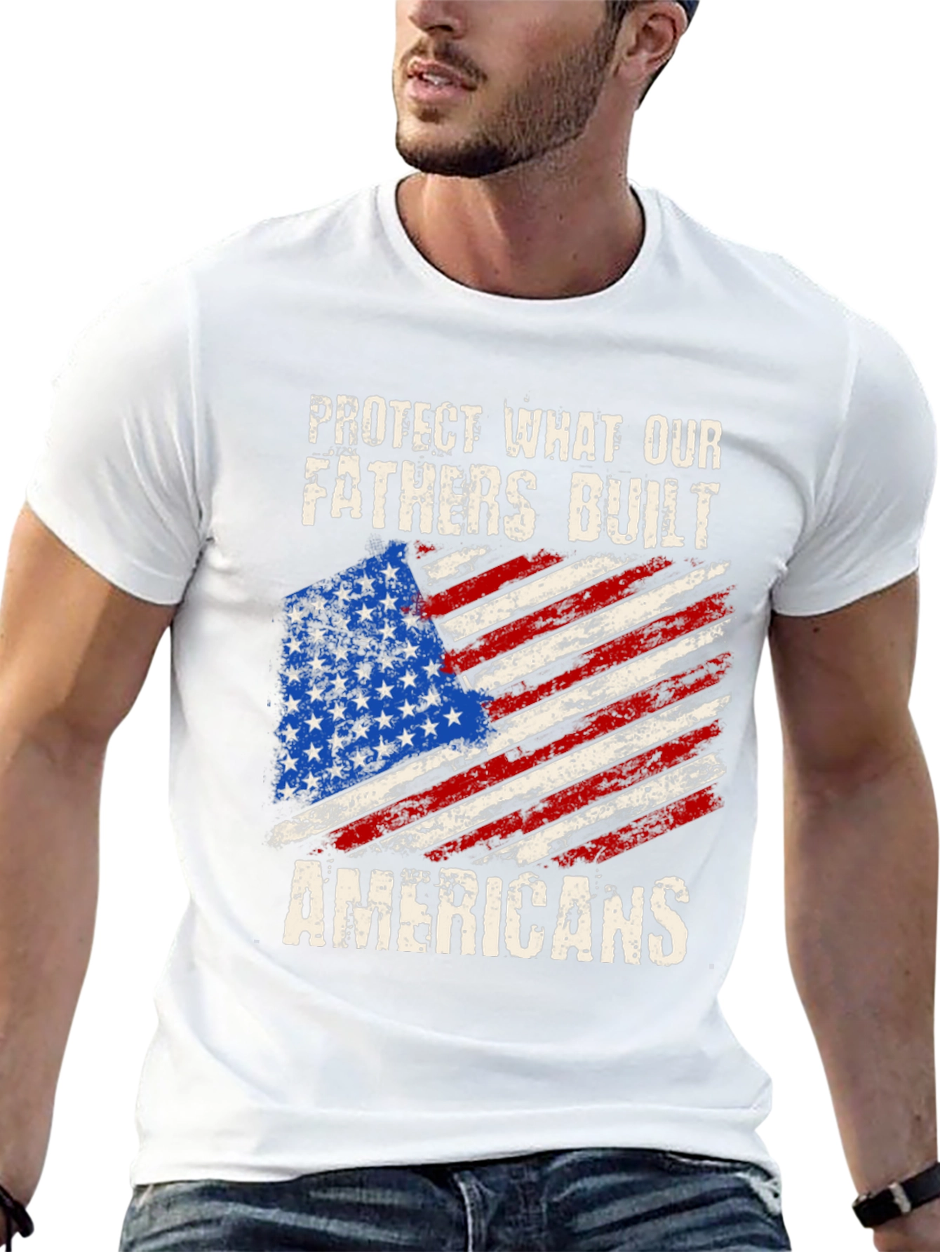 Patriotic T-Shirt - Protect Our Fathers American Flag Tee