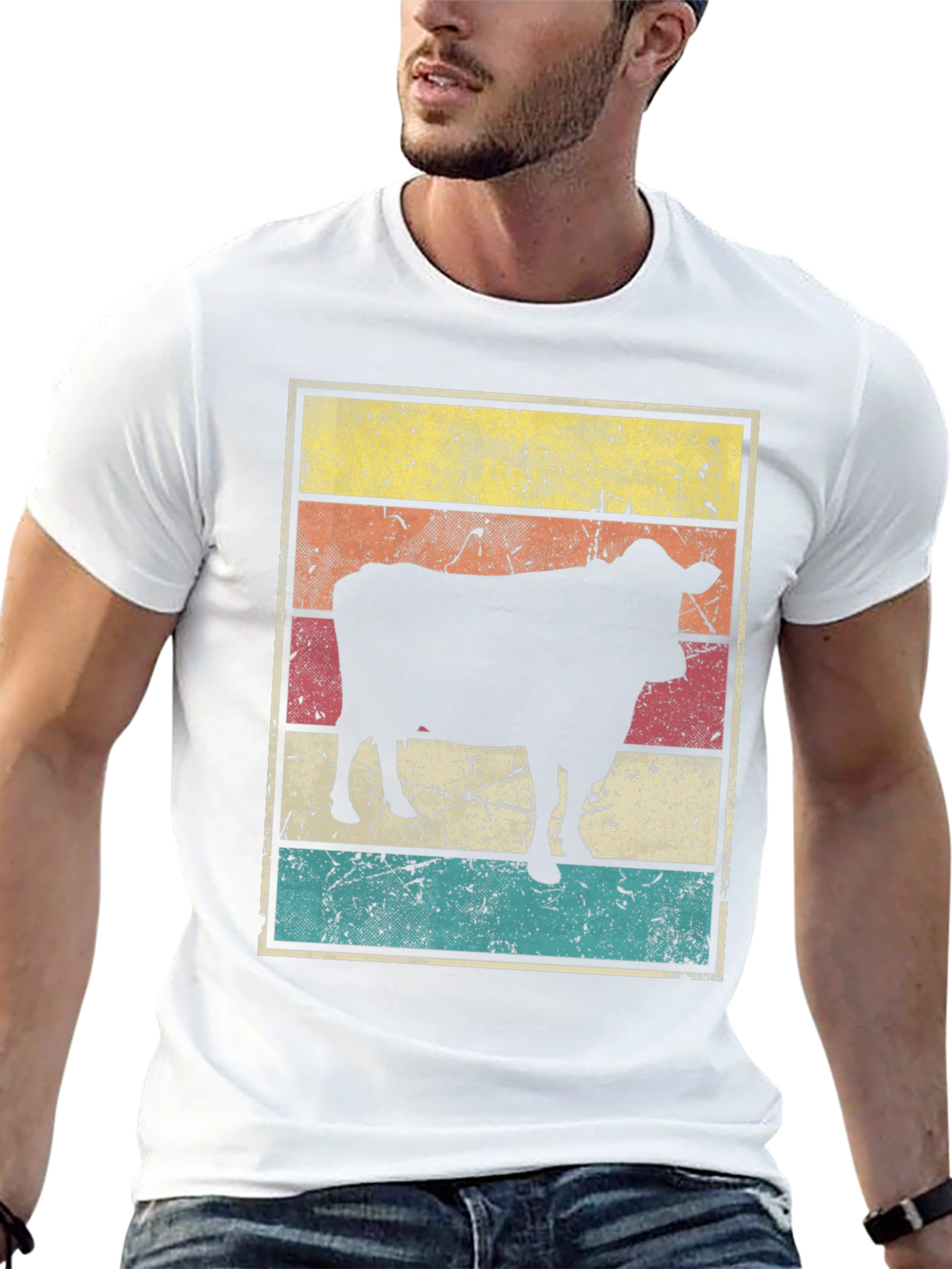 Retro Cow Graphic T-Shirt