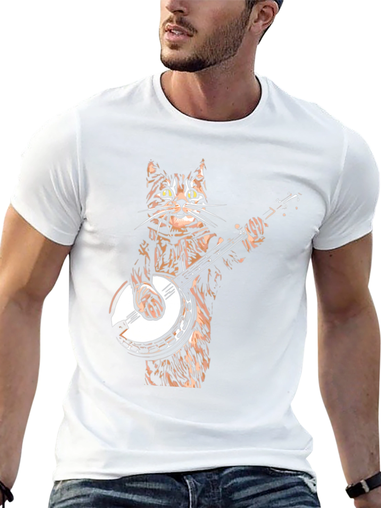 Cat Playing Banjo Graphic T-Shirt - Cool & Quirky!
