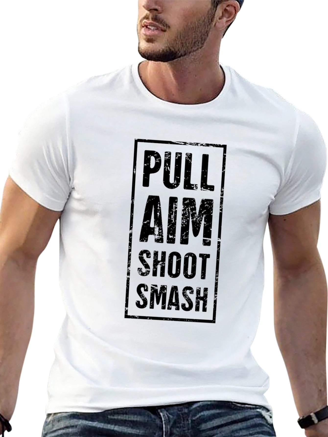 Pull Aim Shoot Smash T-Shirt - Black Graphic Tee