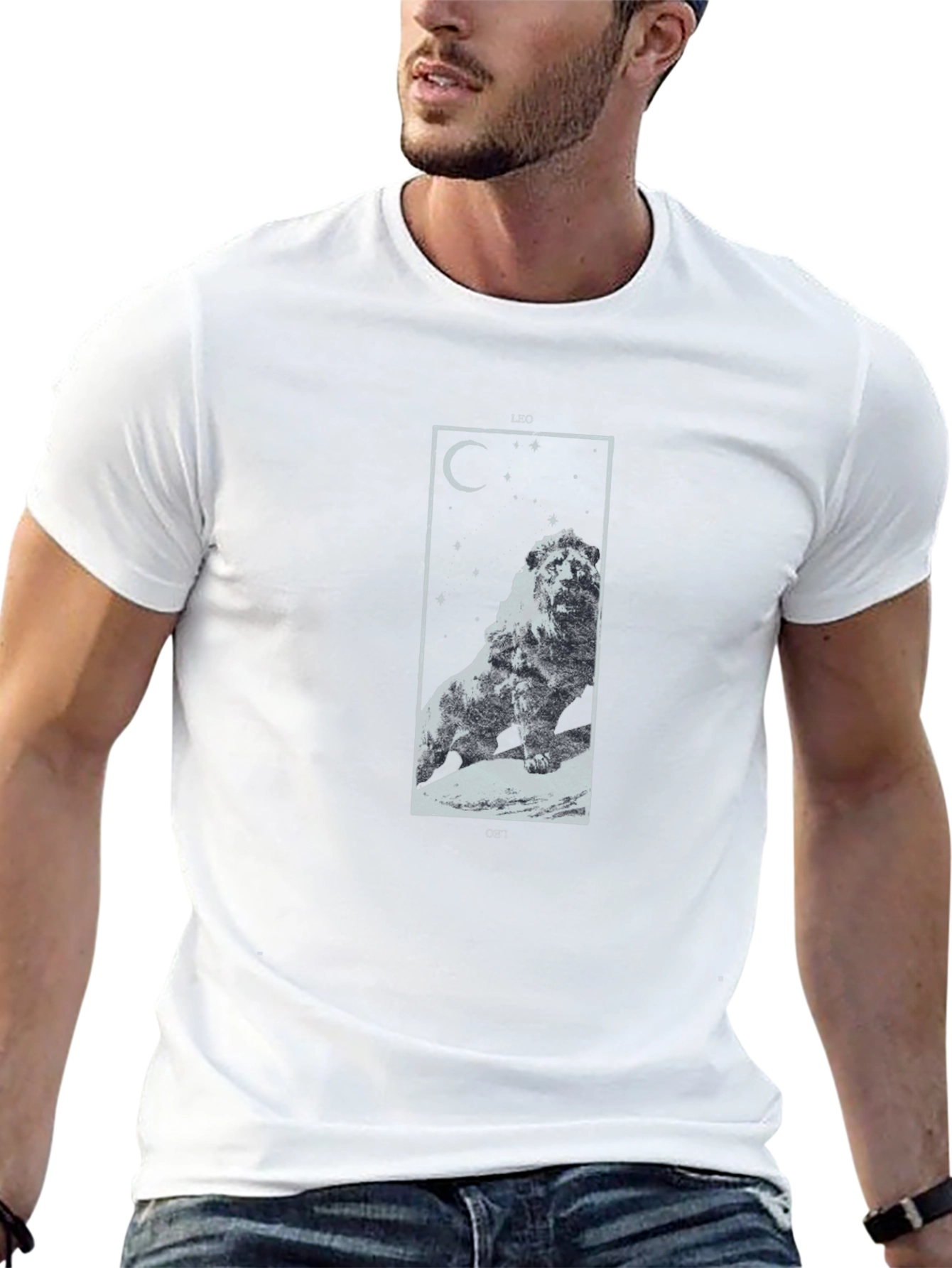 Lion Constellation Graphic Tee - Black Cotton T-Shirt