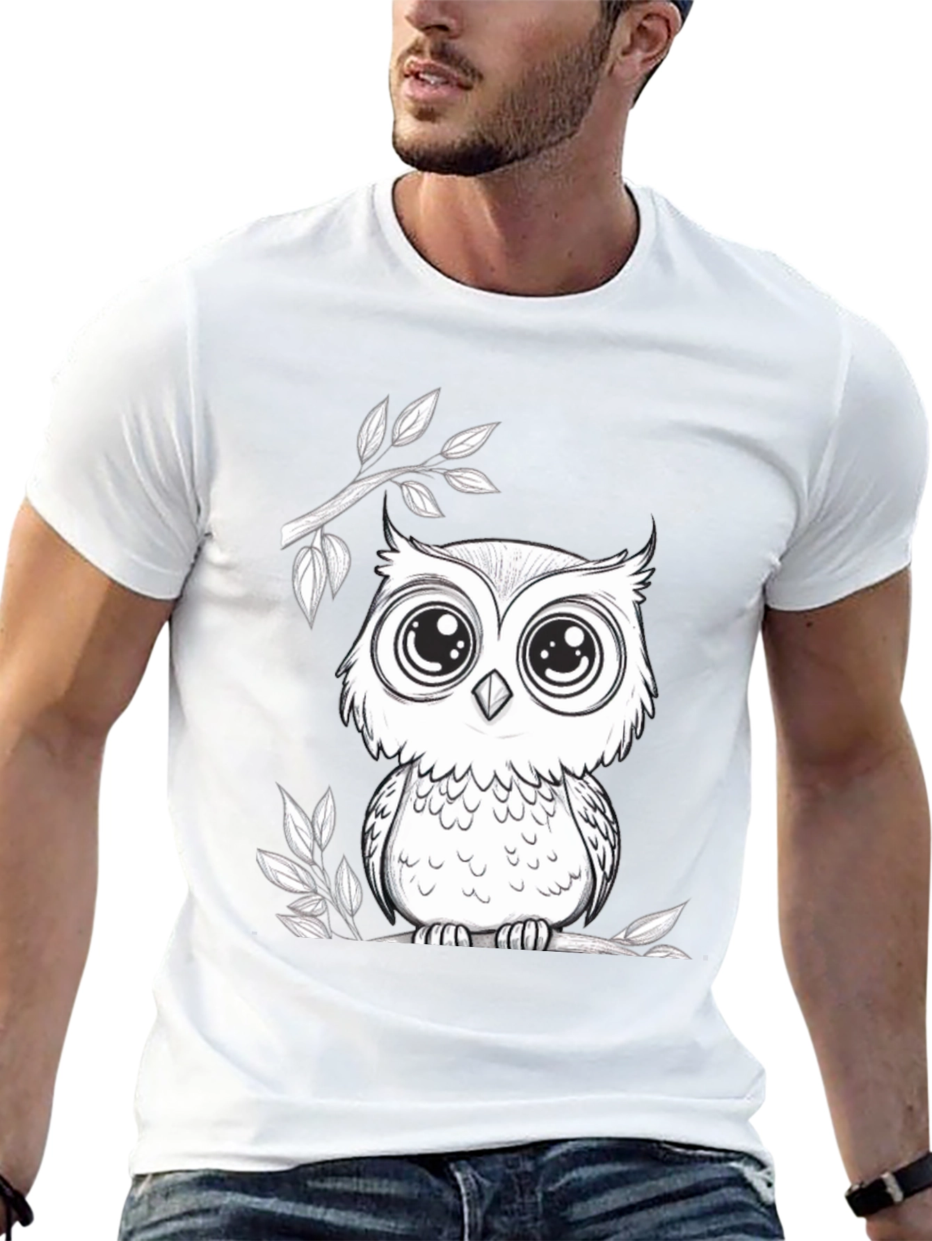 Owl Graphic T-Shirt - Black