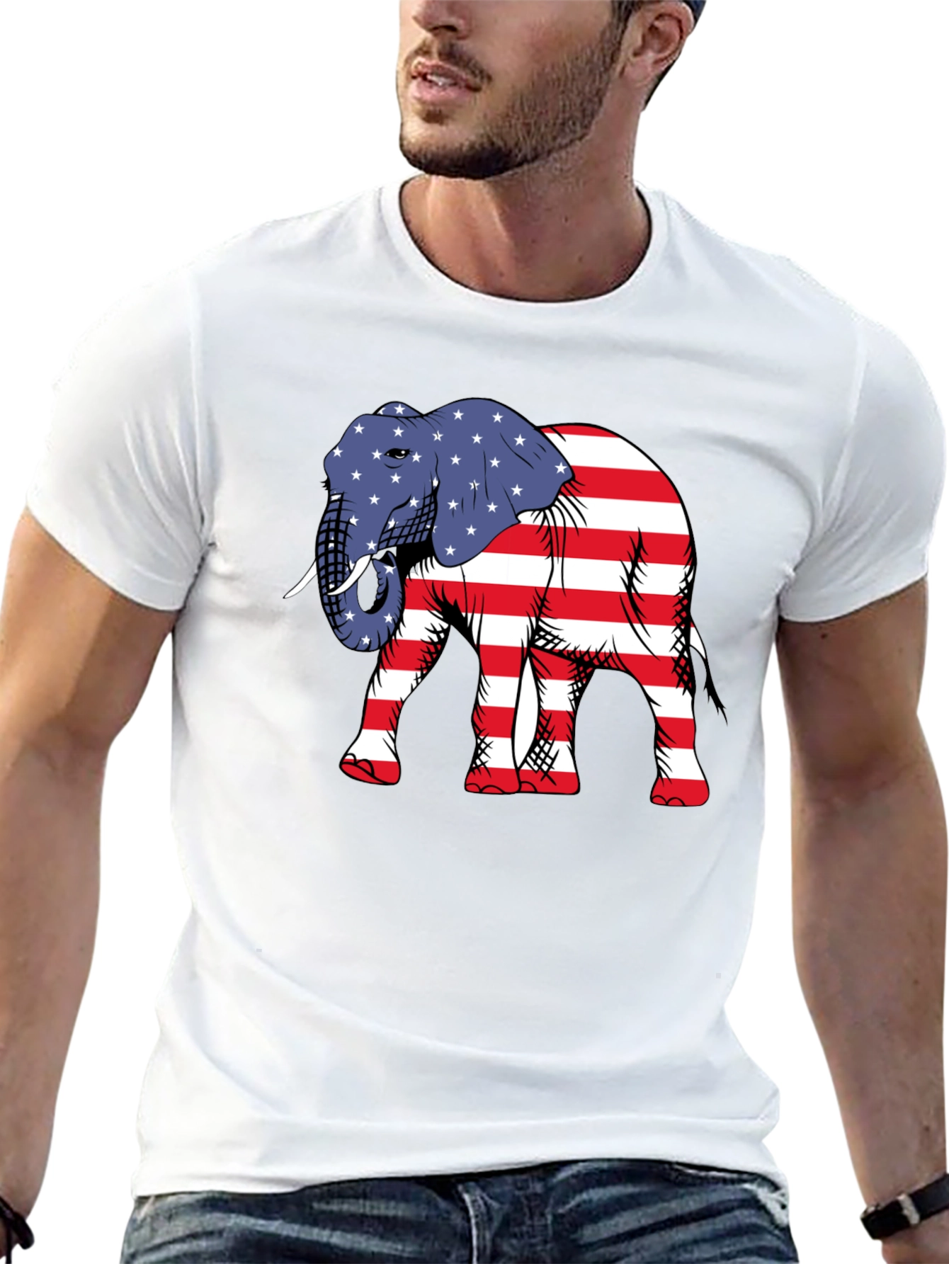 Patriotic Elephant Graphic T-Shirt