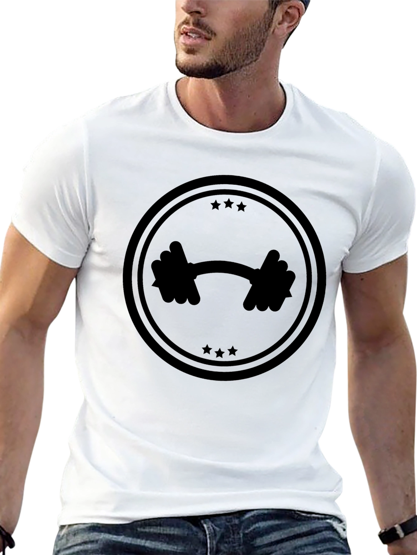 Black Gym Star Barbell Graphic Tee
