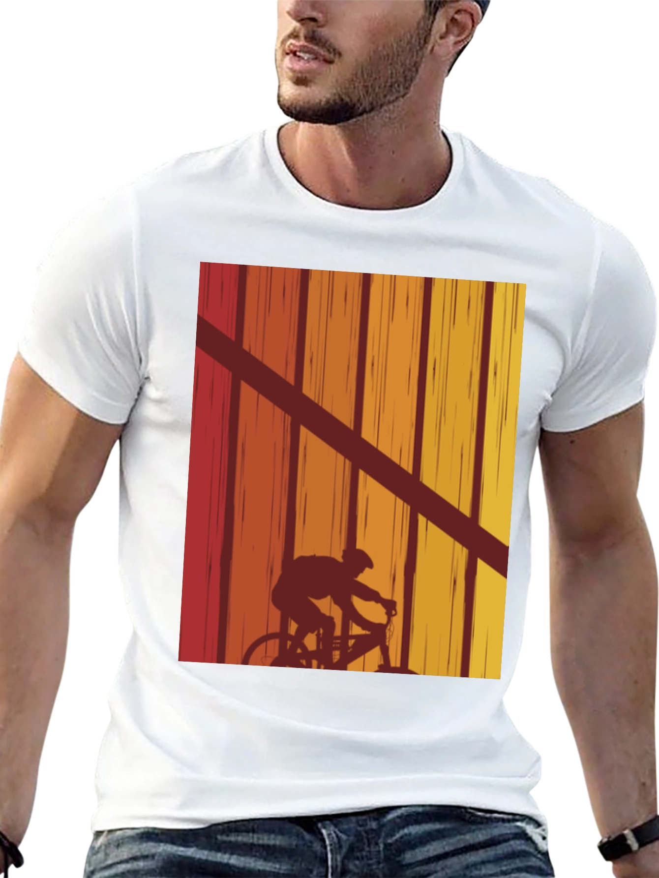 Retro Cycling T-Shirt - Sunset Ride Design
