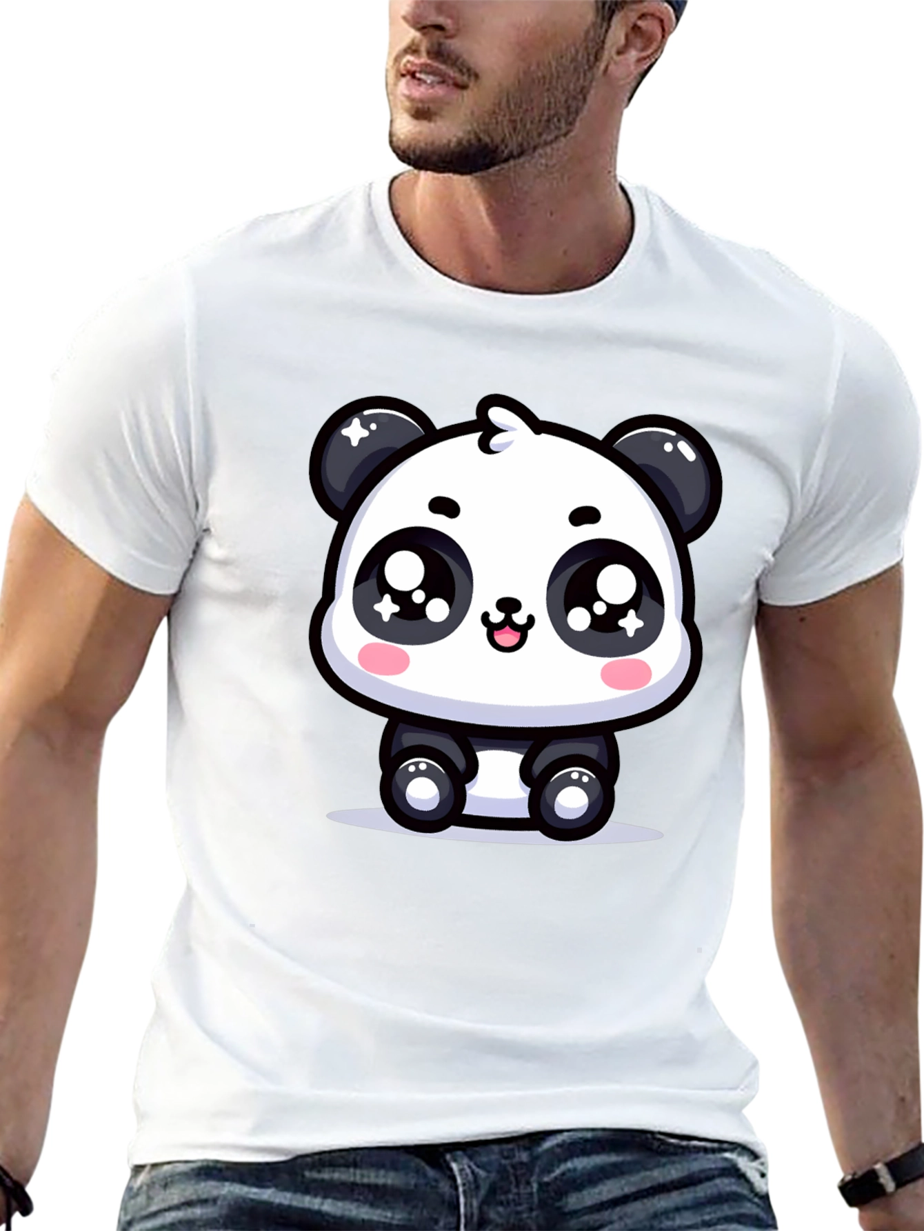 Cute Panda Graphic T-Shirt - Black