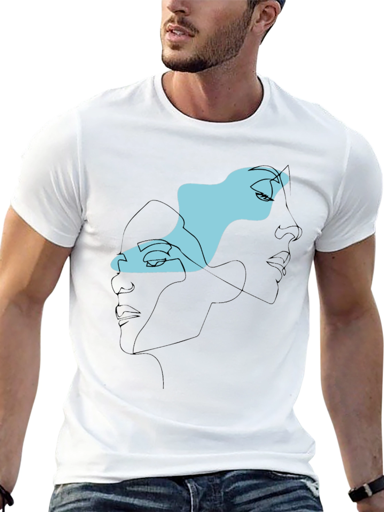 Abstract Faces Black Graphic Tee