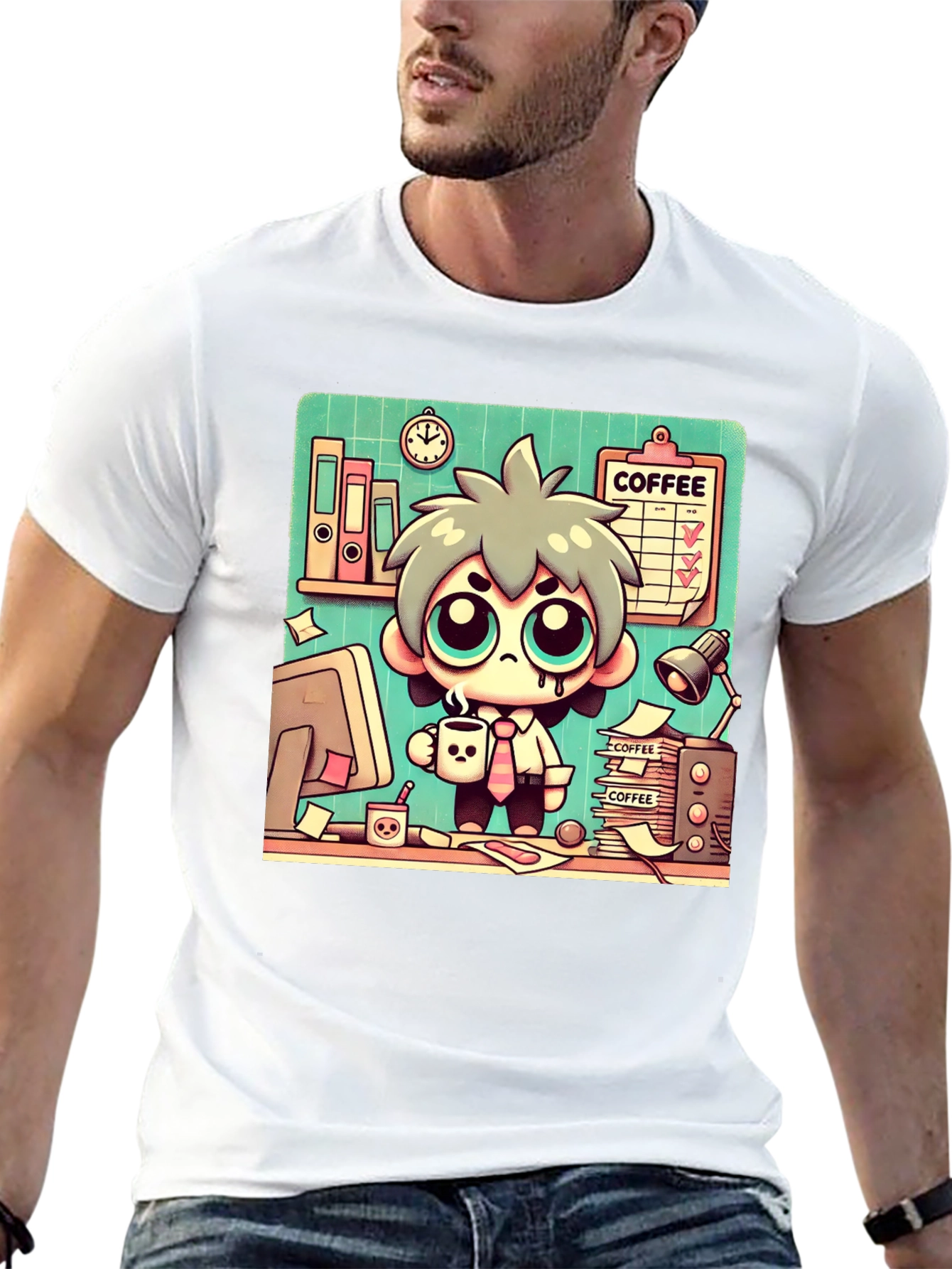 Funny Coffee Lover Cartoon T-Shirt