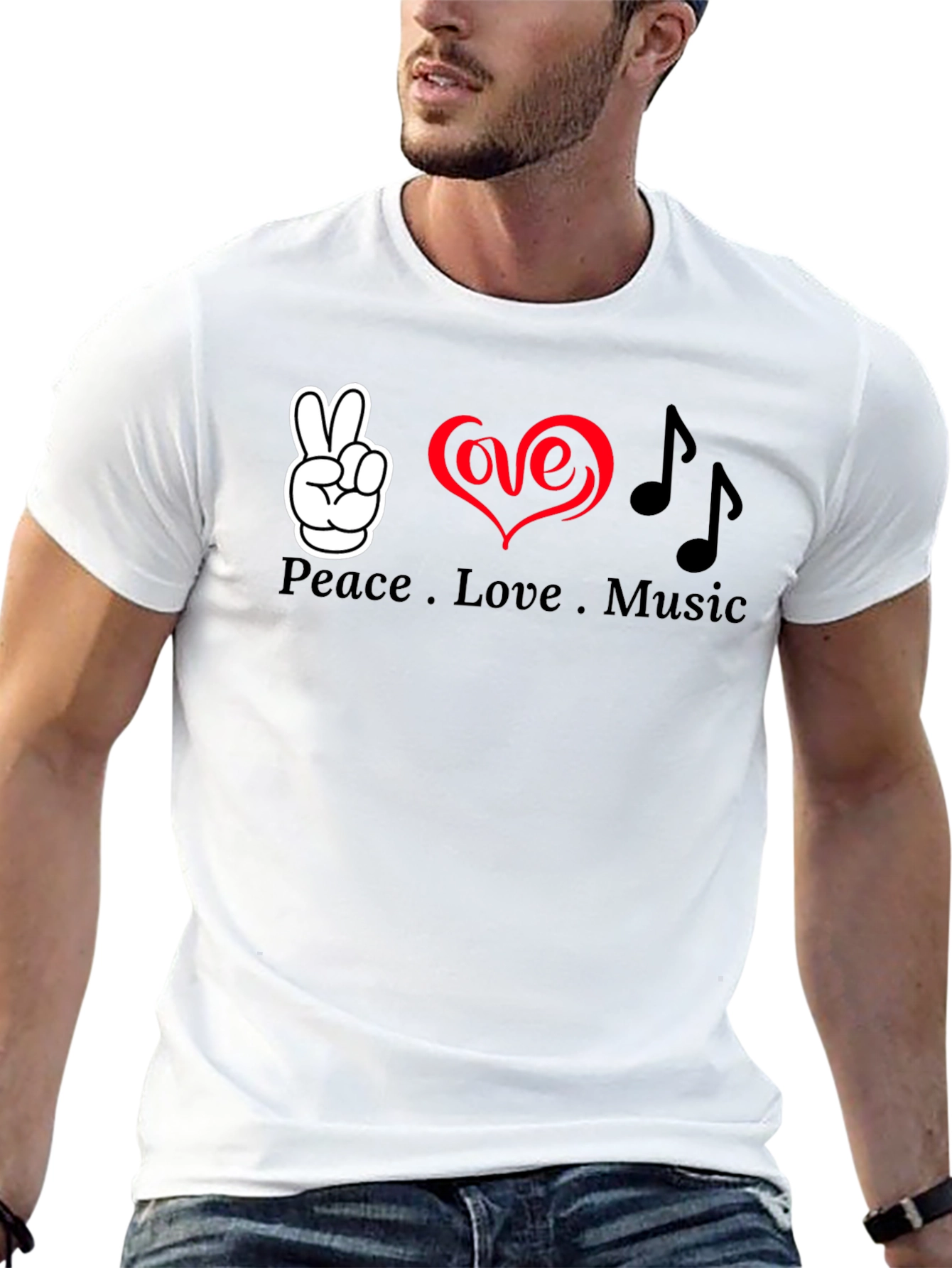 Peace Love Music Graphic T-Shirt - Soft Cotton Blend