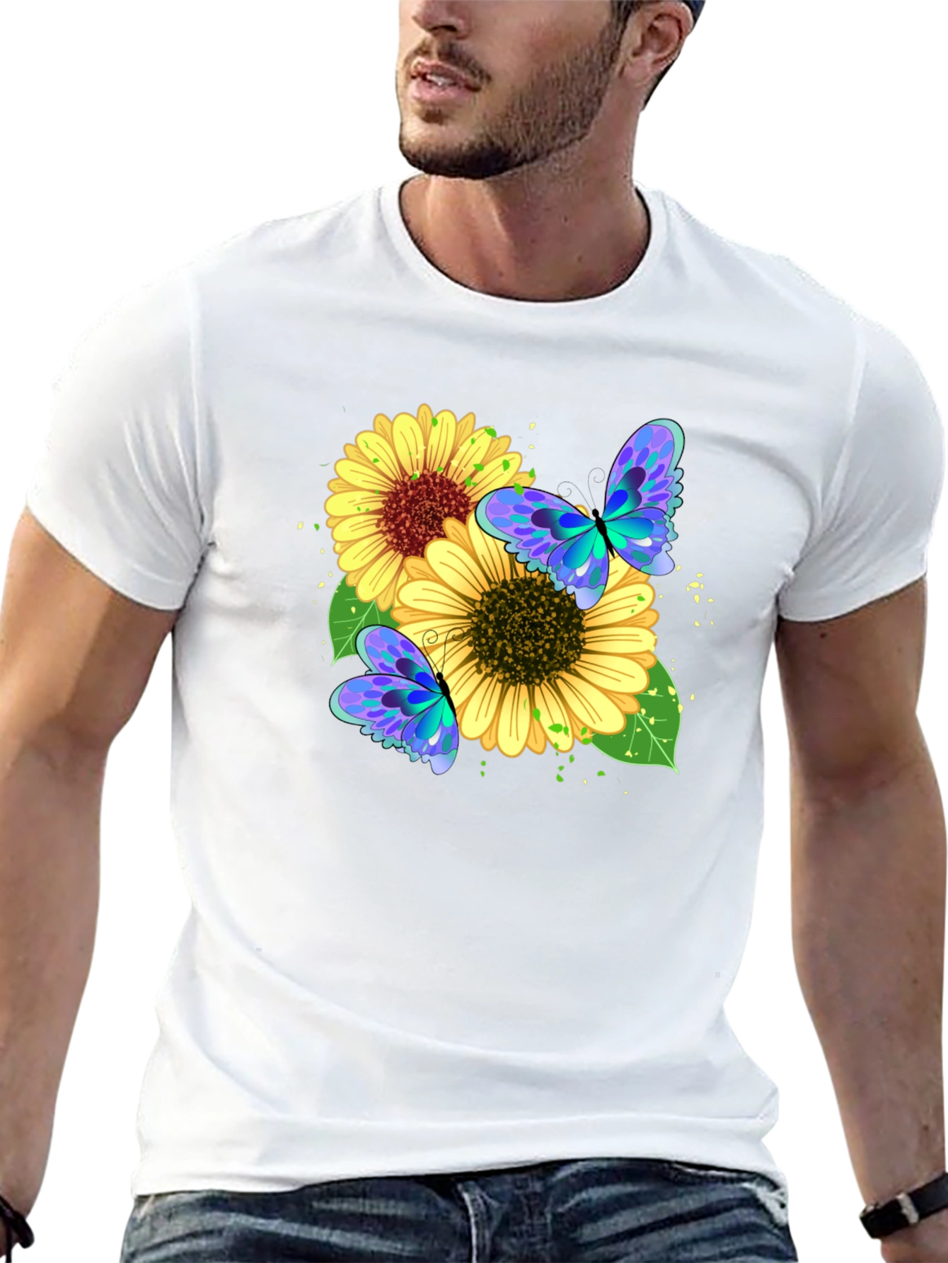 Sunflower Butterfly Graphic Tee - Black