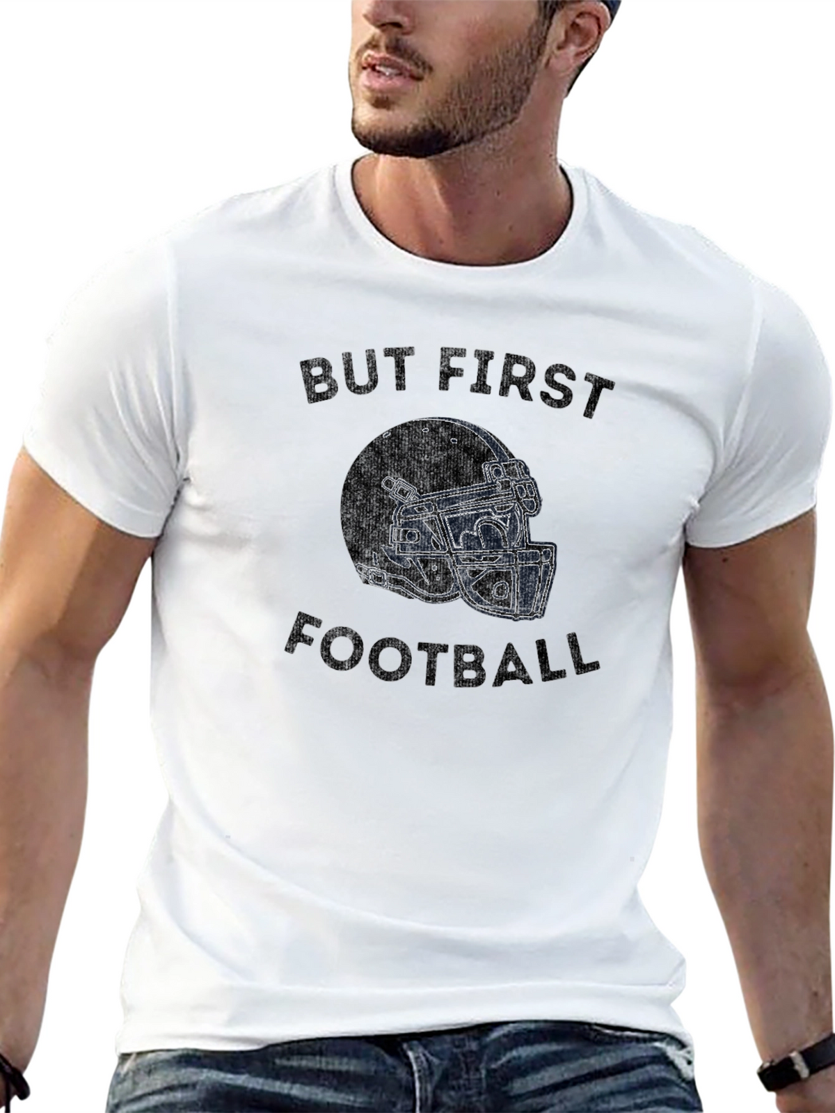 But First Football Black Graphic Tee