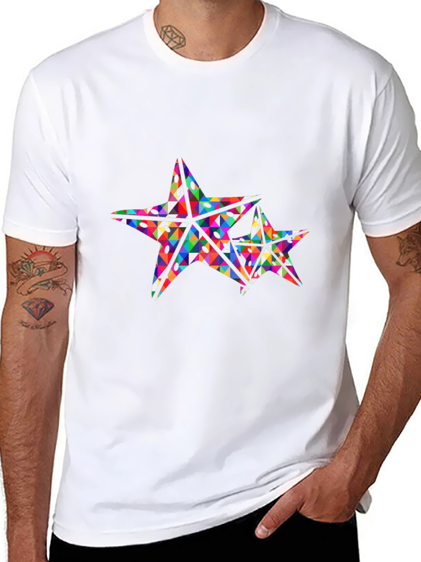 Geometric Star Graphic Black T-Shirt