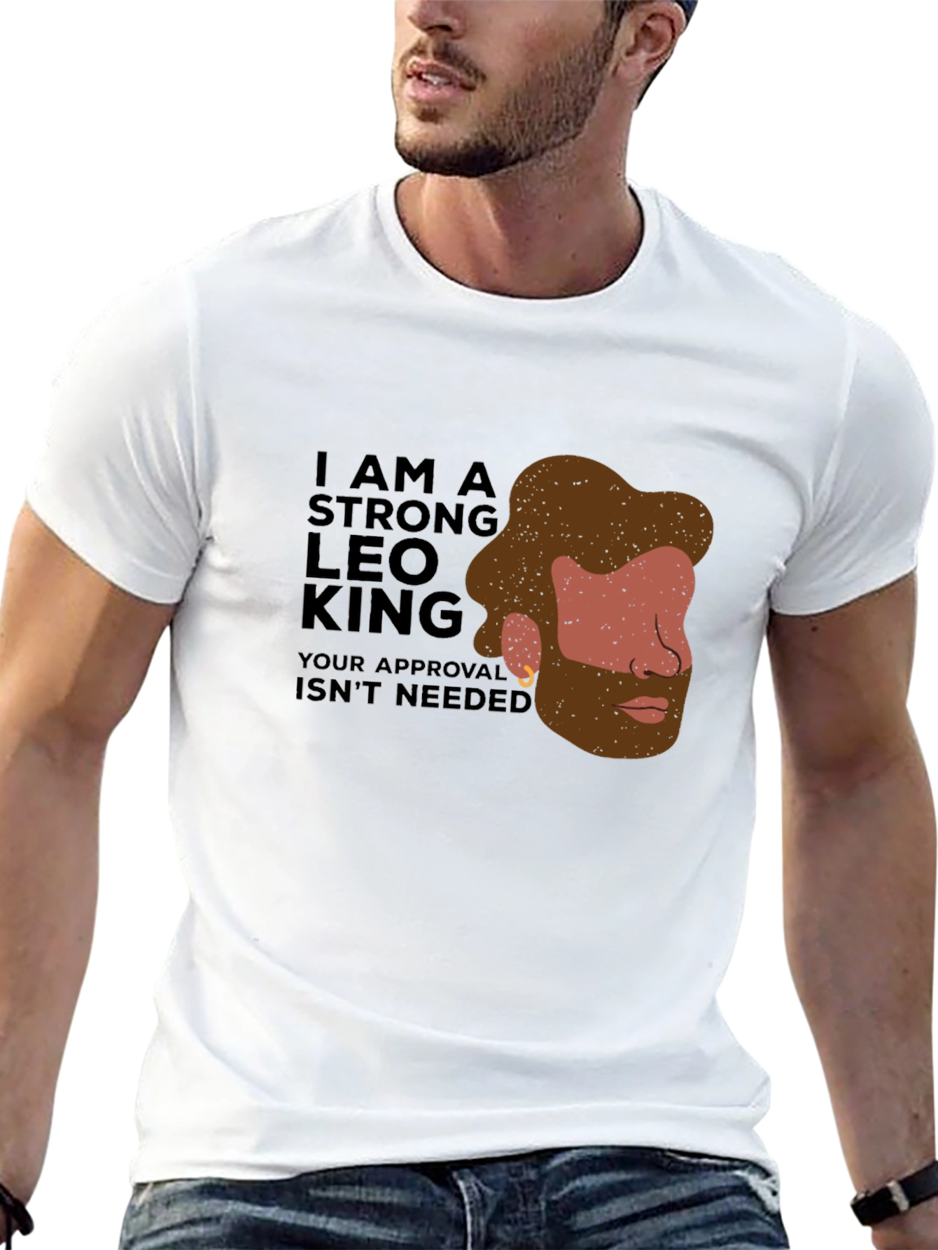 Strong Leo King Graphic Tee - Bold Statement Shirt