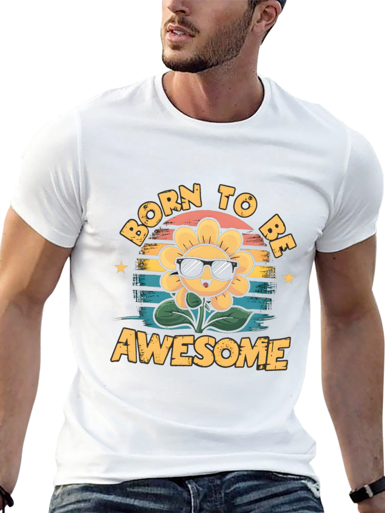 Born To Be Awesome Sunflower Graphic Tee