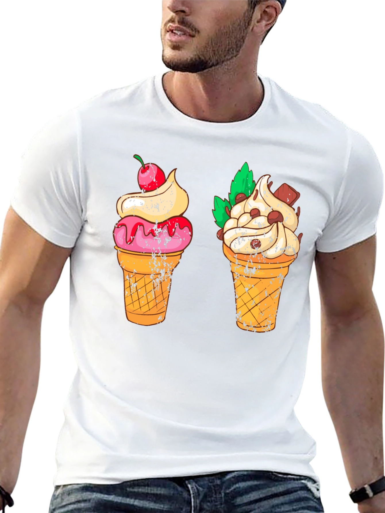 Ice Cream Cone Graphic Tee - Black T-Shirt