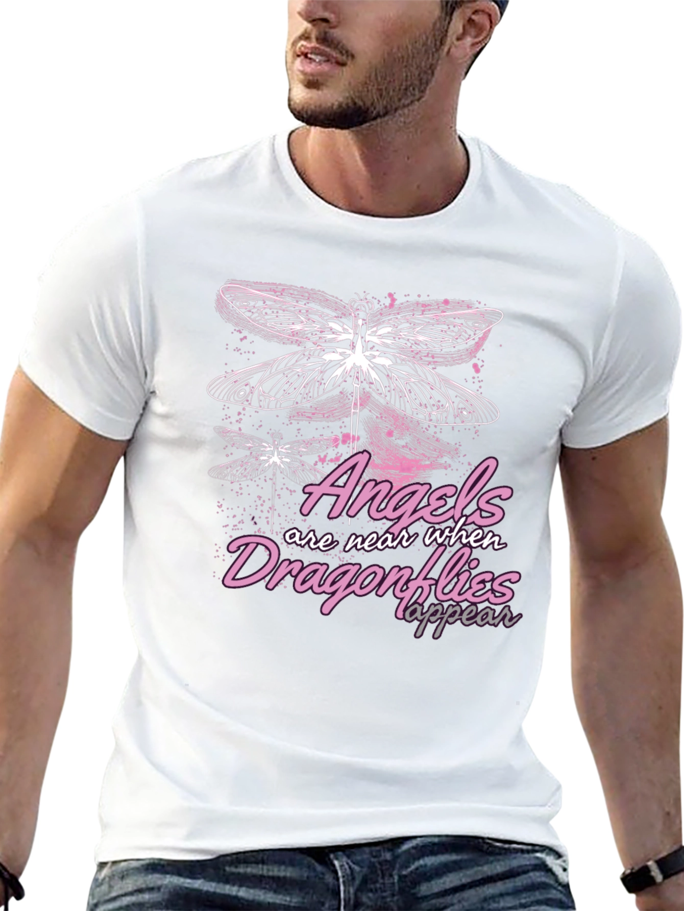 Angels & Dragonflies Graphic T-Shirt - Black