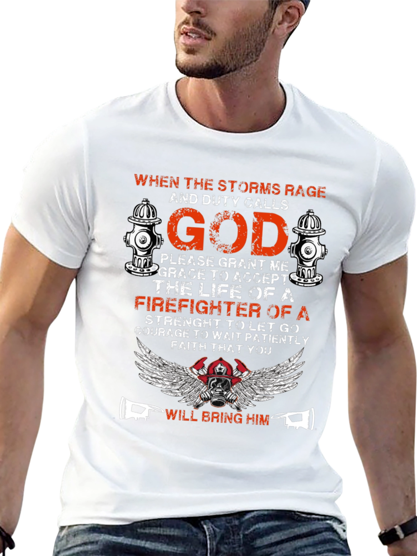 Firefighter God Graphic T-Shirt