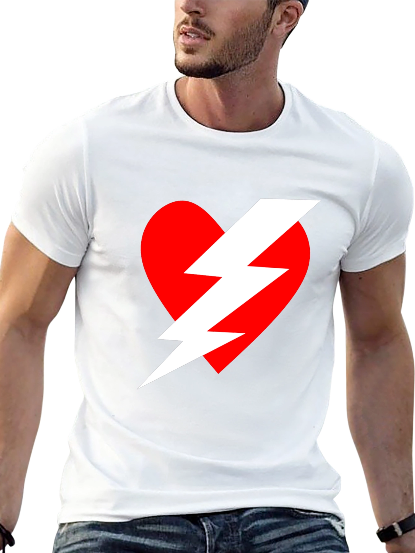 Heart Lightning Bolt Graphic Tee - Black