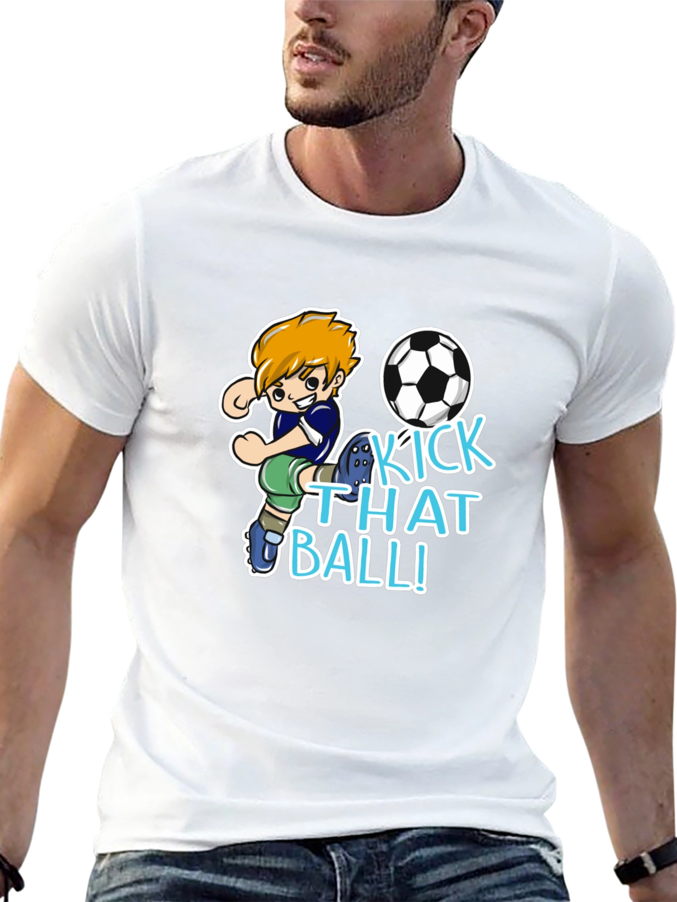 Kick That Ball T-Shirt - Soccer Cartoon Design