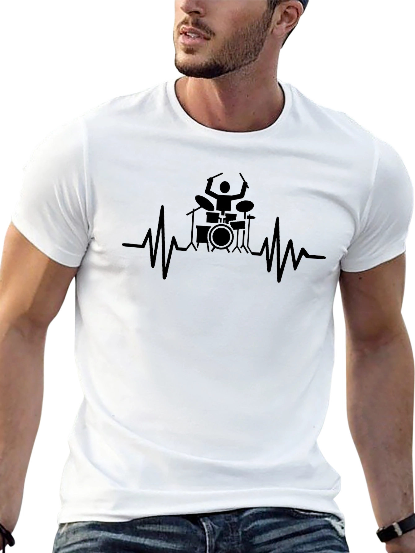 Drummer Heartbeat T-Shirt - Music Lover Tee