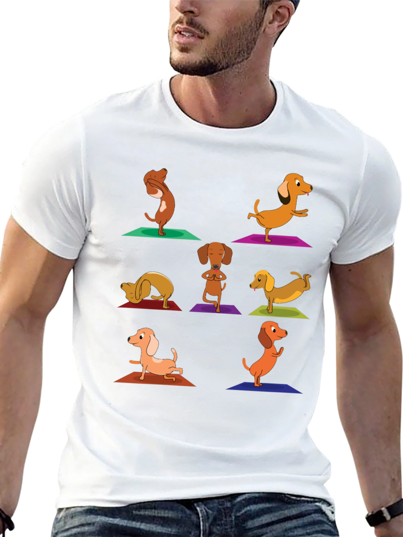 Yoga Dachshund Graphic Tee - Black