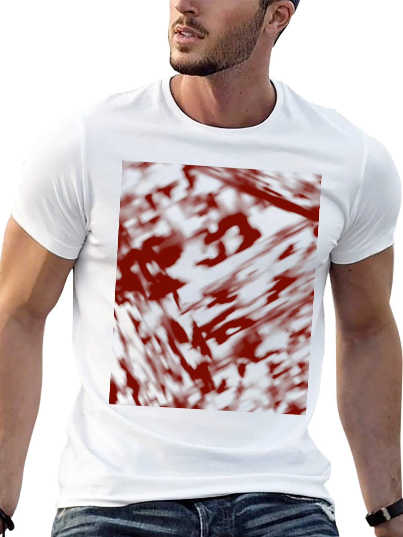 Abstract Red & Black Graphic T-Shirt