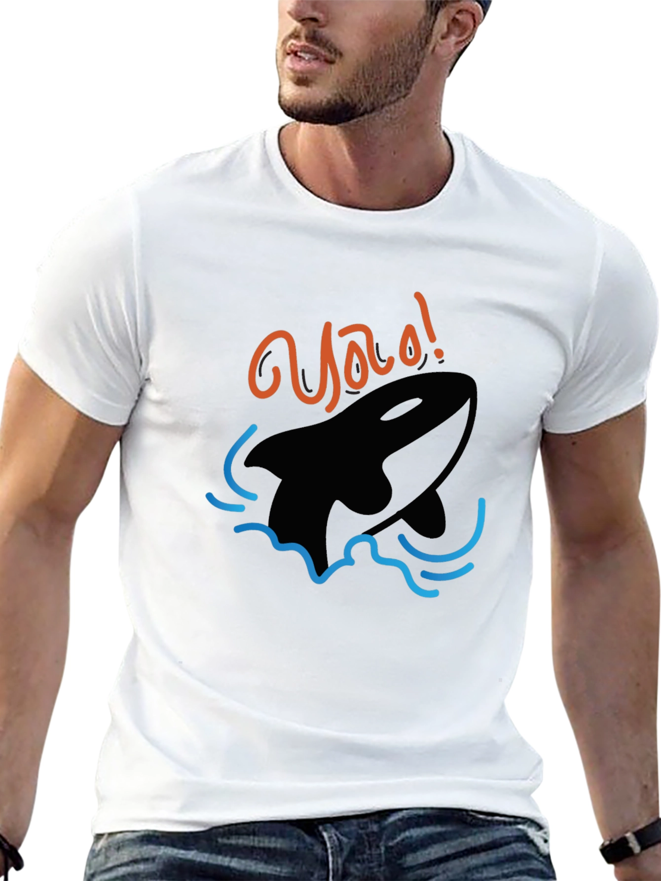 Orca Whale Graphic Black T-Shirt - Yao! Design