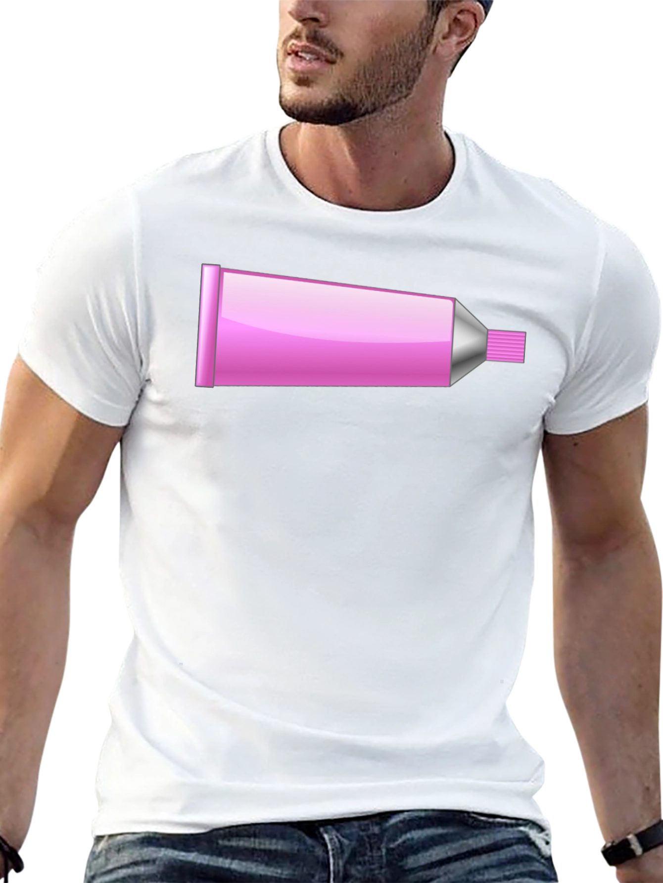 Pink Tube Graphic T-Shirt - Novelty Design