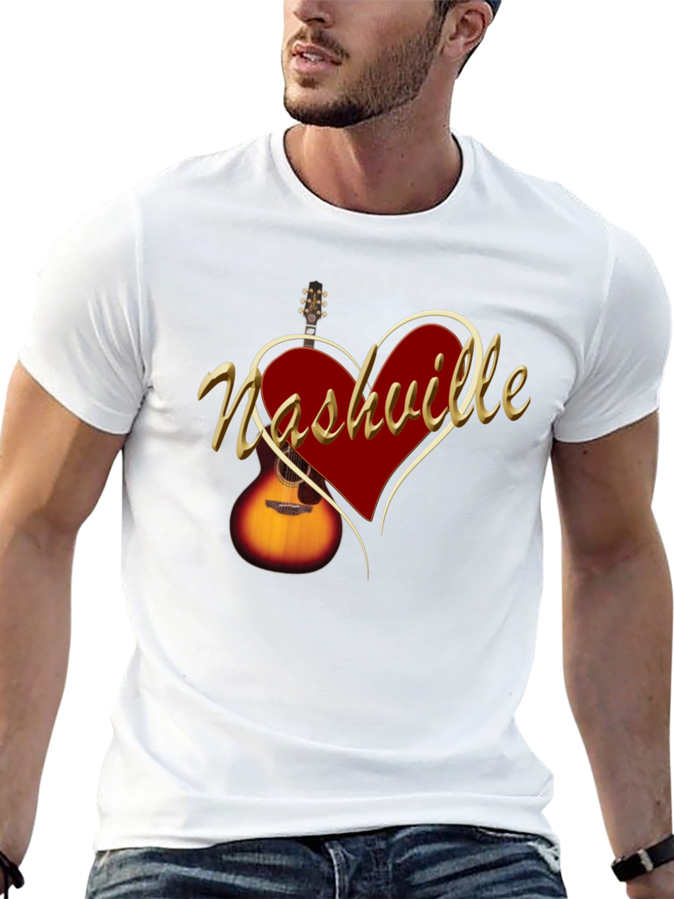 Nashville Guitar Heart T-Shirt - Music City Tee