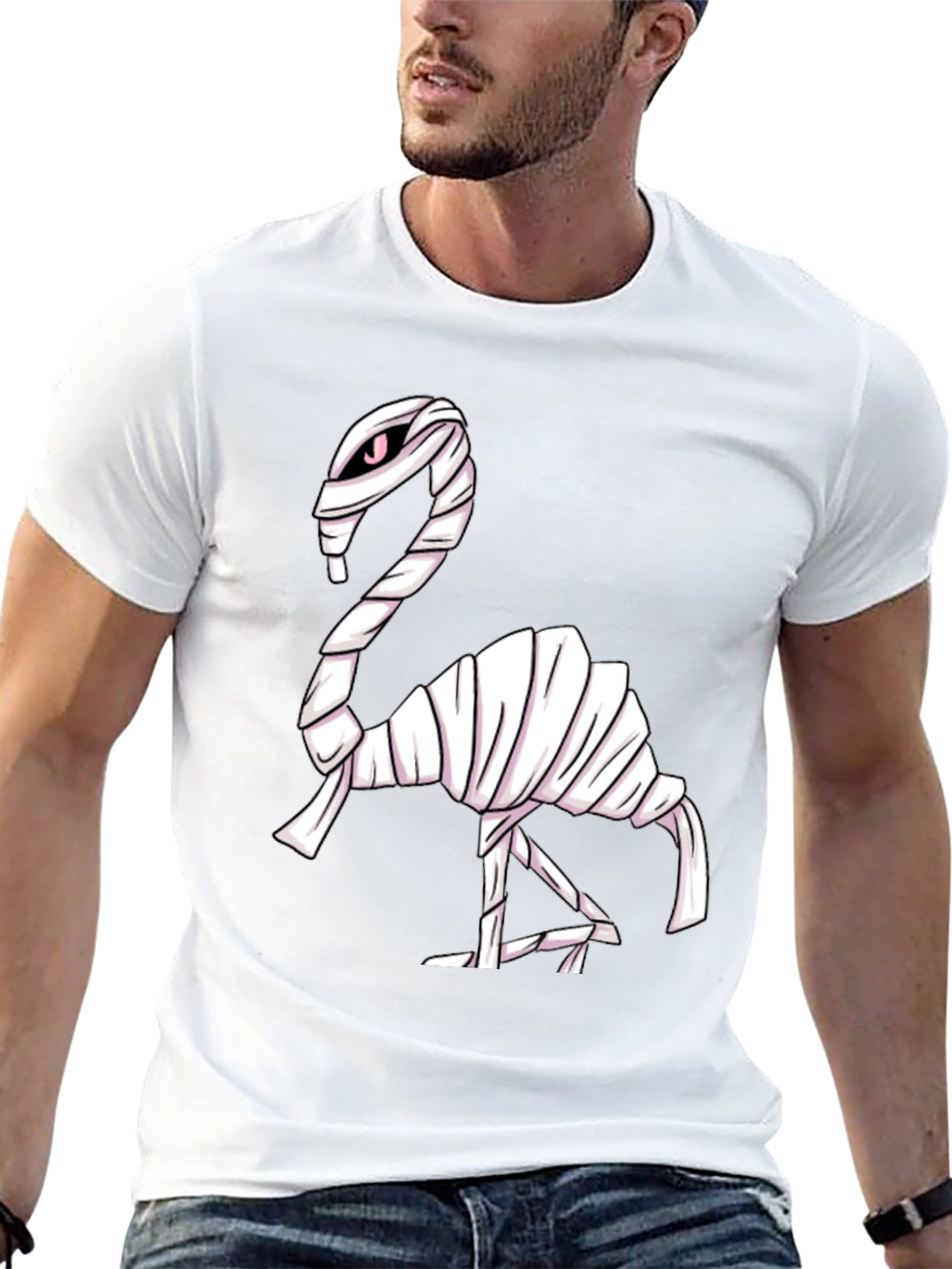 Mummy Flamingo Graphic Tee - Spooky Fun!
