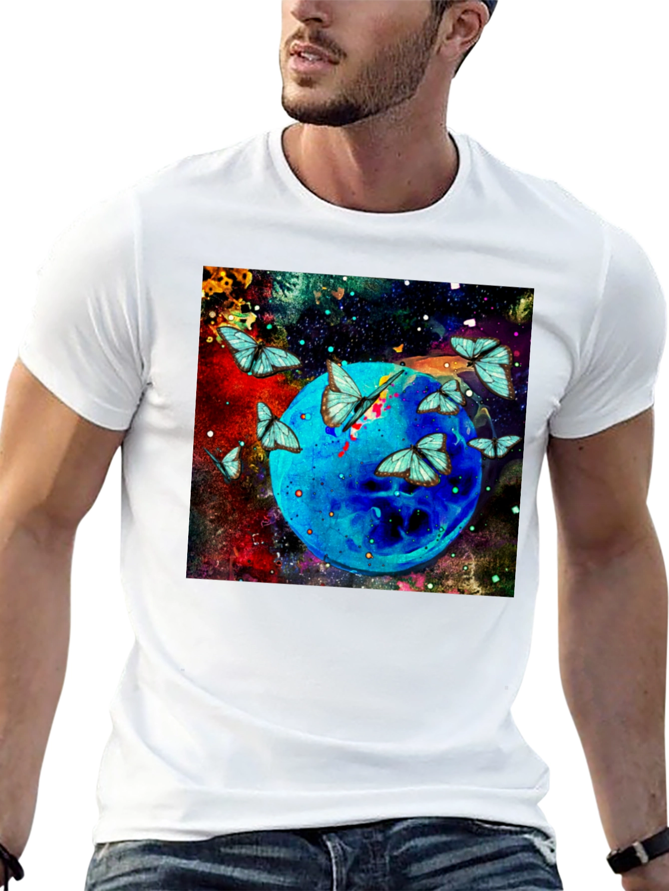 Butterfly Galaxy Graphic Black T-Shirt
