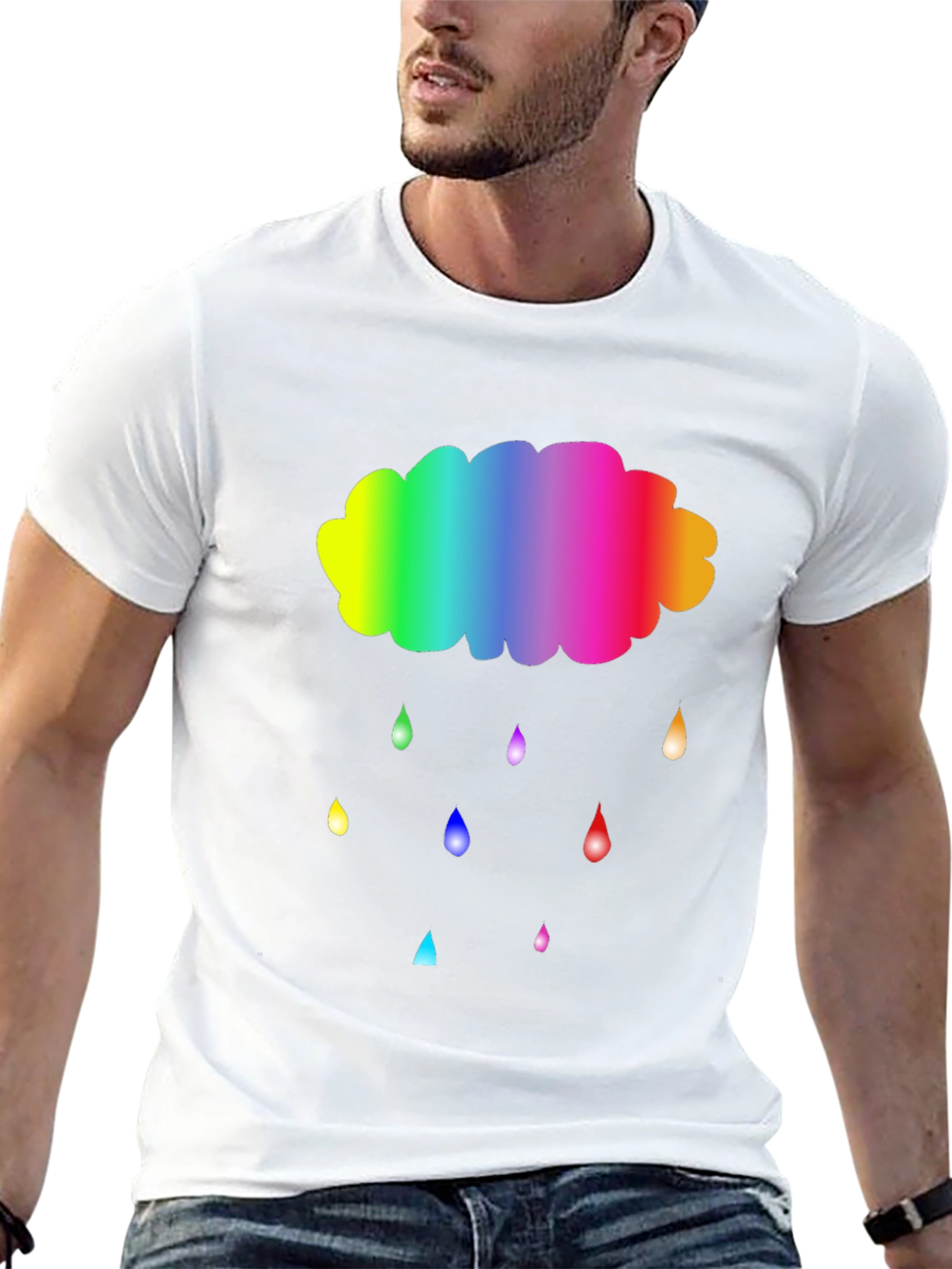 Rainbow Cloud Raindrops Graphic Tee