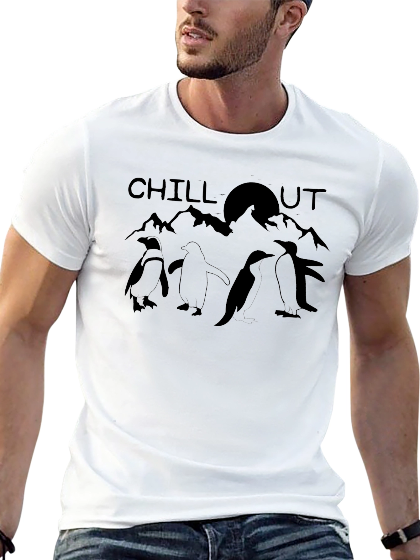 Chill Out Penguins Graphic Tee - Cool Black T-Shirt