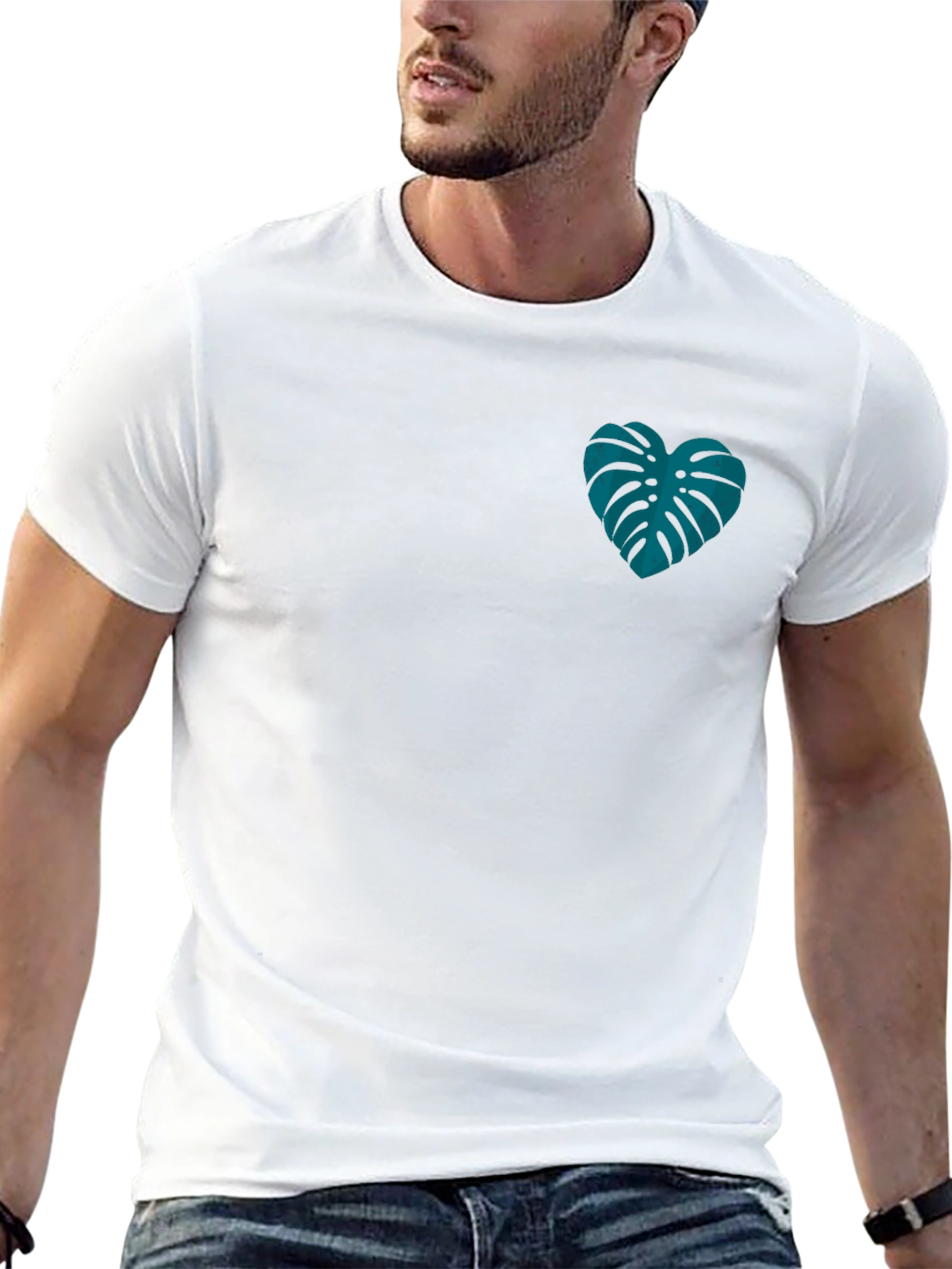 Monstera Heart Graphic Tee - Black Casual T-Shirt