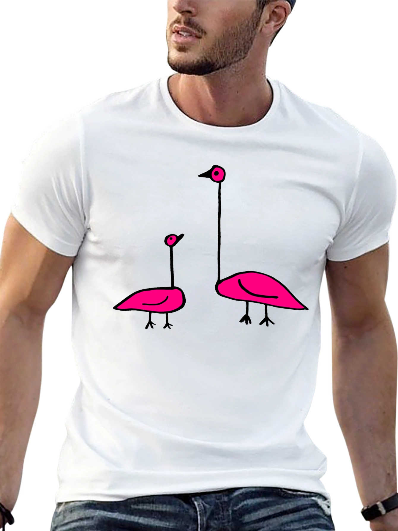 Flamingo Graphic Tee - Black Cotton T-Shirt