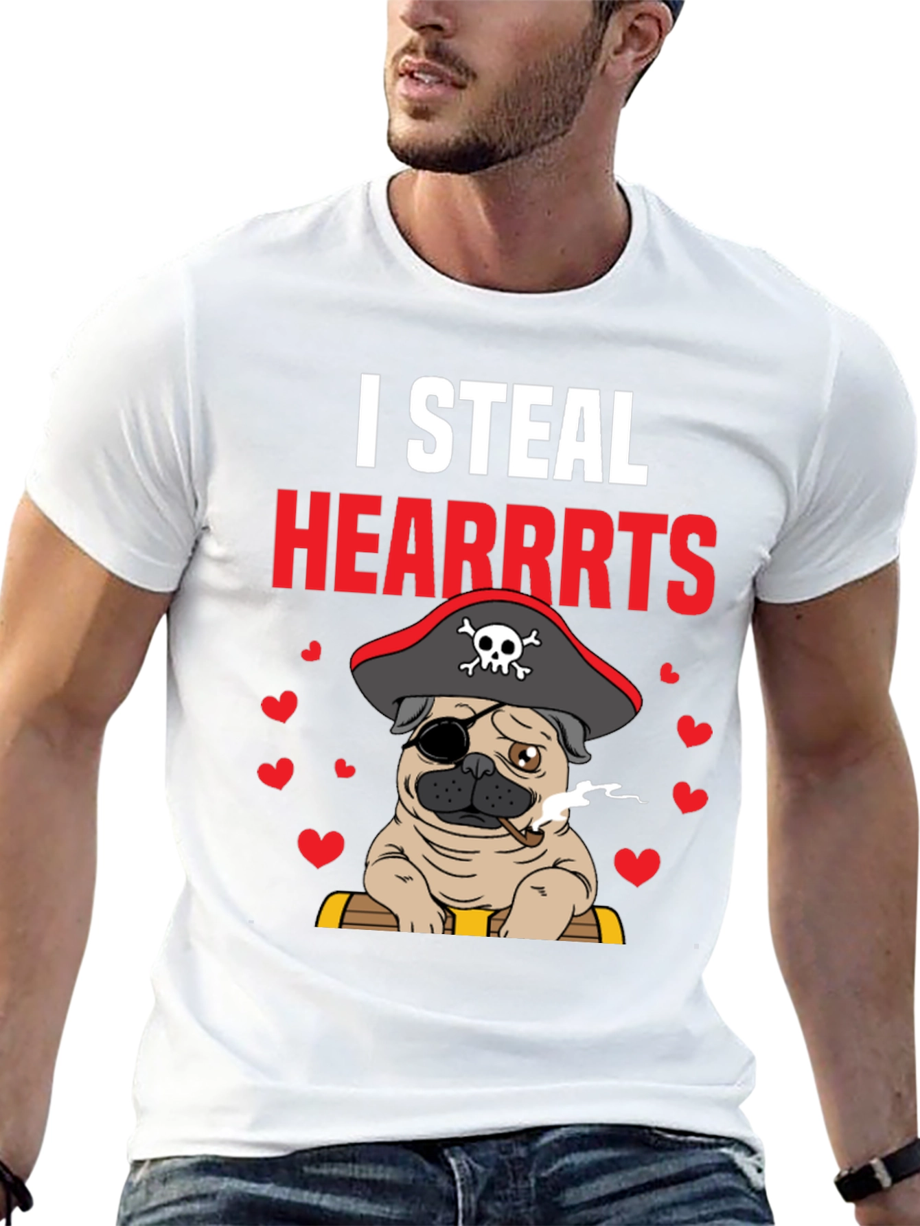 I Steal Hearrrts Pirate Pug T-Shirt