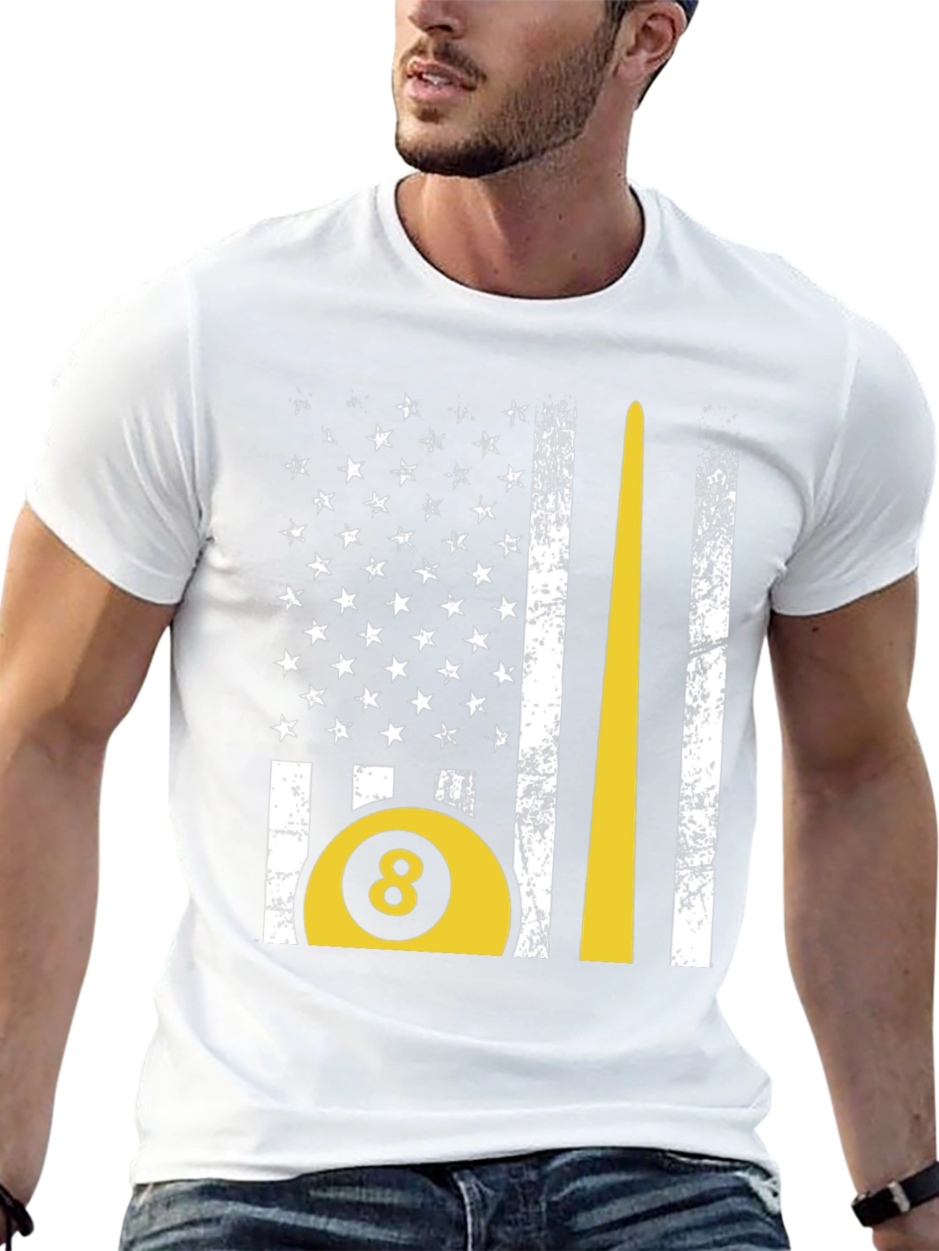 Billiards 8-Ball American Flag Graphic T-Shirt