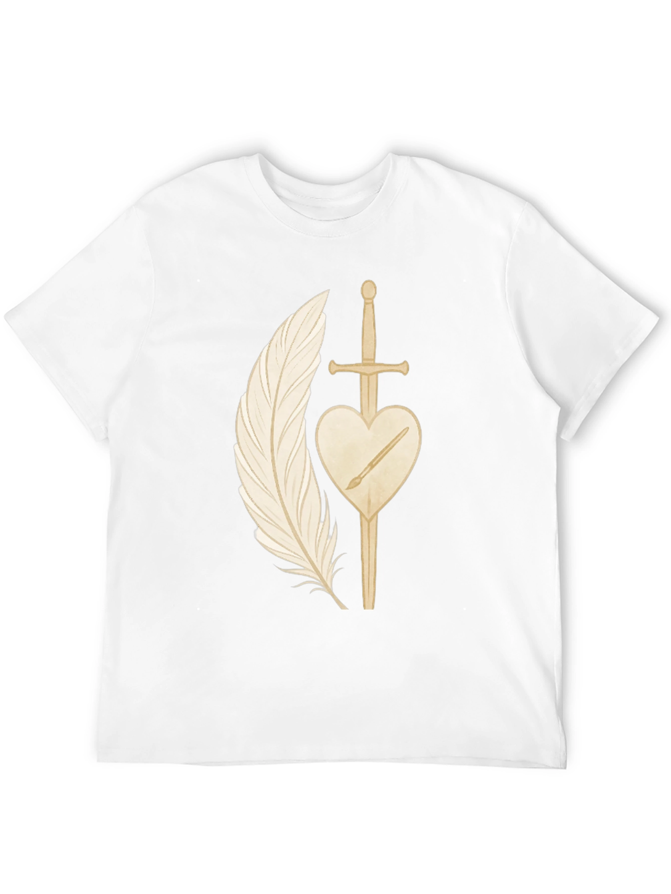 Feather & Sword Graphic Tee - Artistic Design