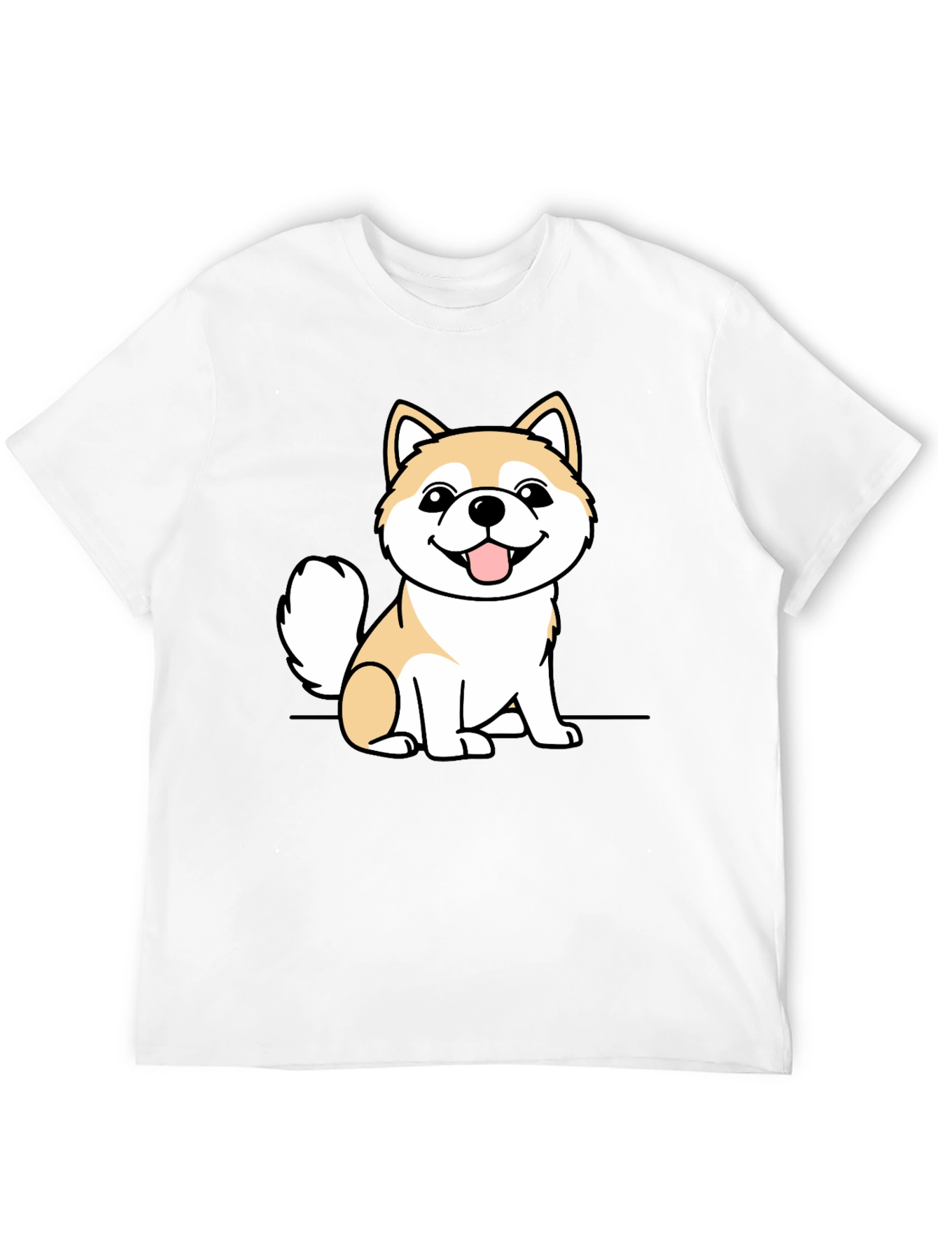 Cute Shiba Inu Dog Graphic Tee - Black