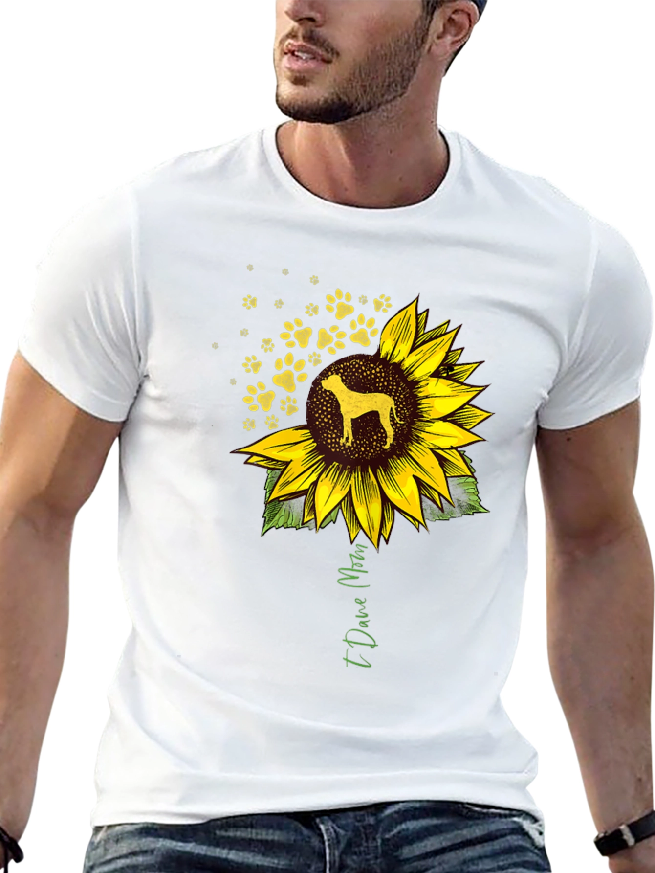 I Love Mom Dog Sunflower T-Shirt
