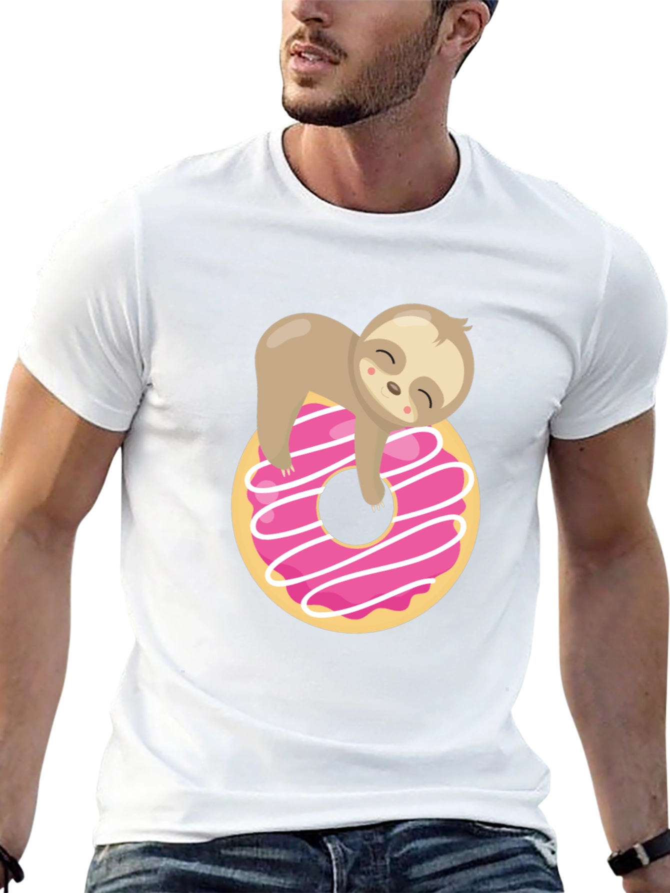 Sloth Donut Graphic T-Shirt Black