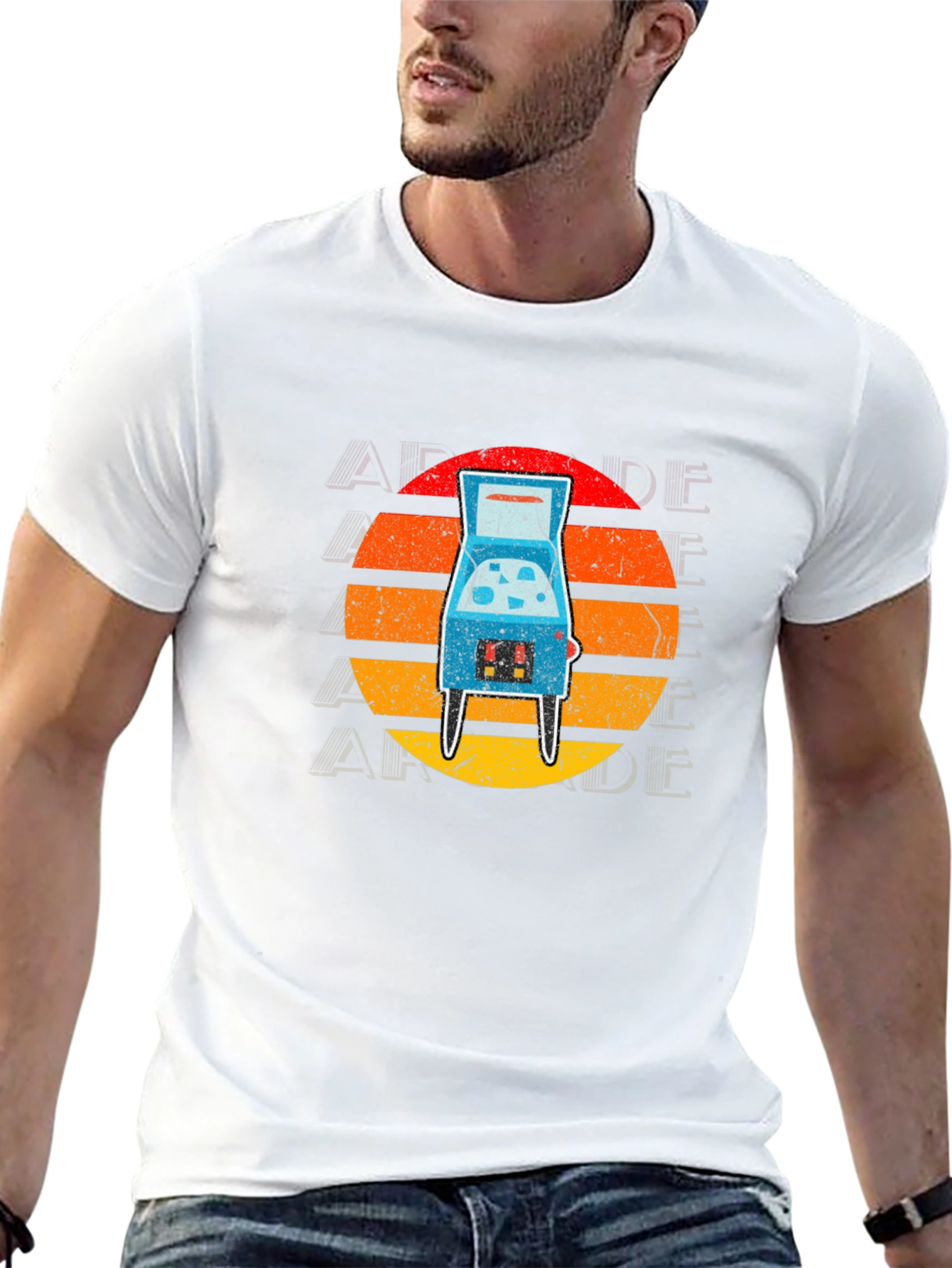 Retro Arcade Sunset T-Shirt - Black