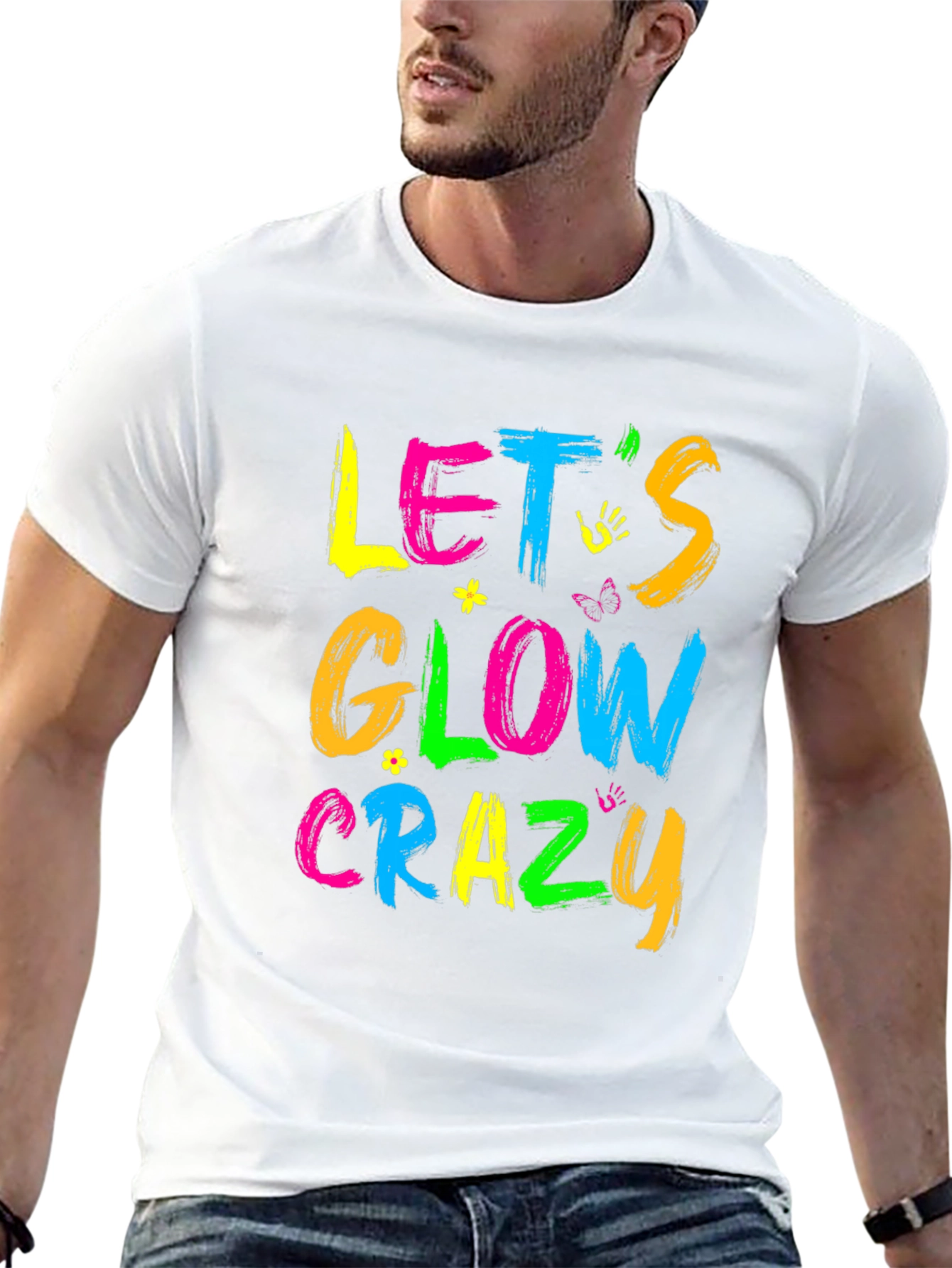 Lets Glow Crazy Graphic Tee - Neon Party Shirt