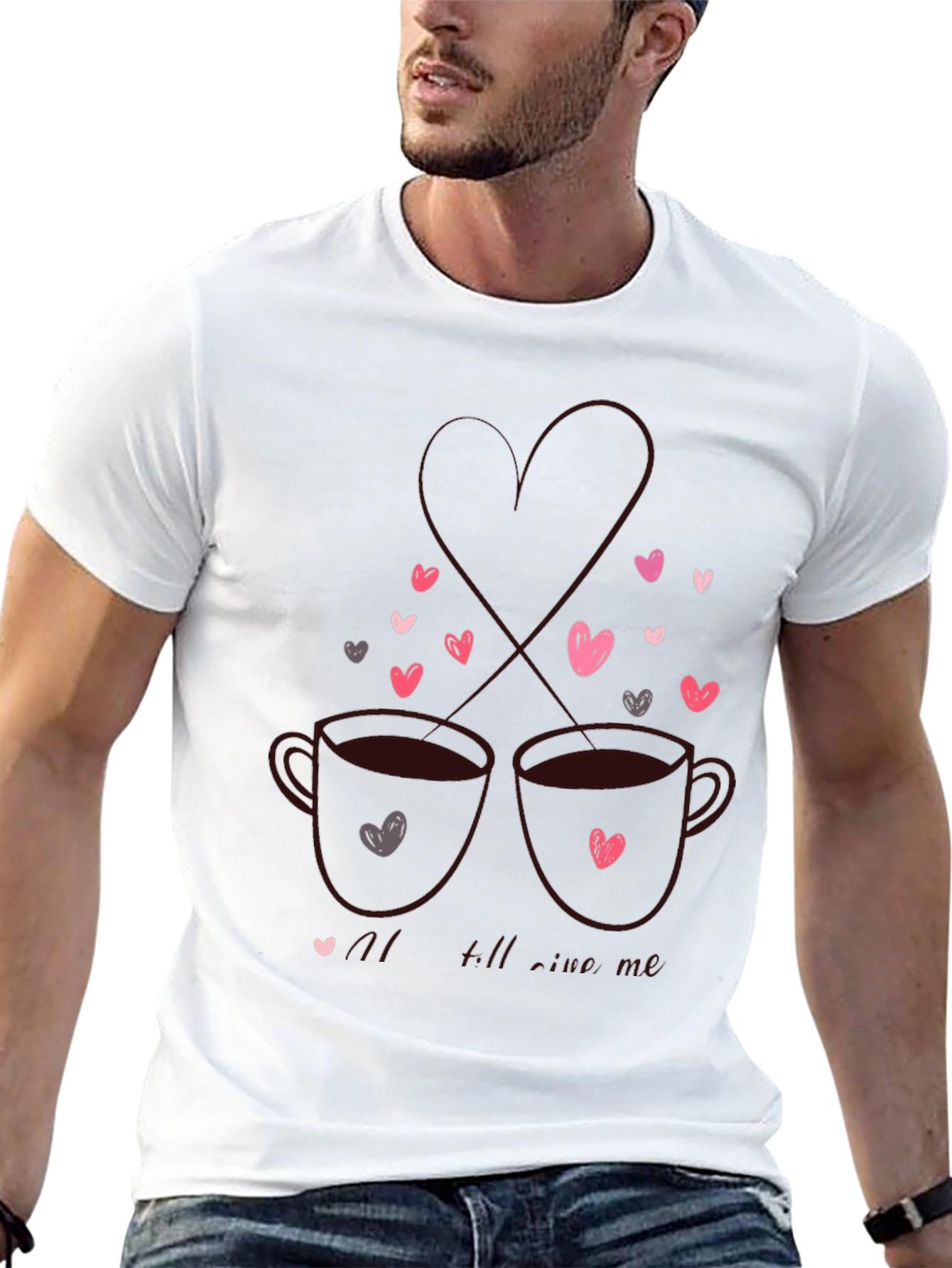Coffee & Hearts Graphic Tee - Love Valentines Shirt