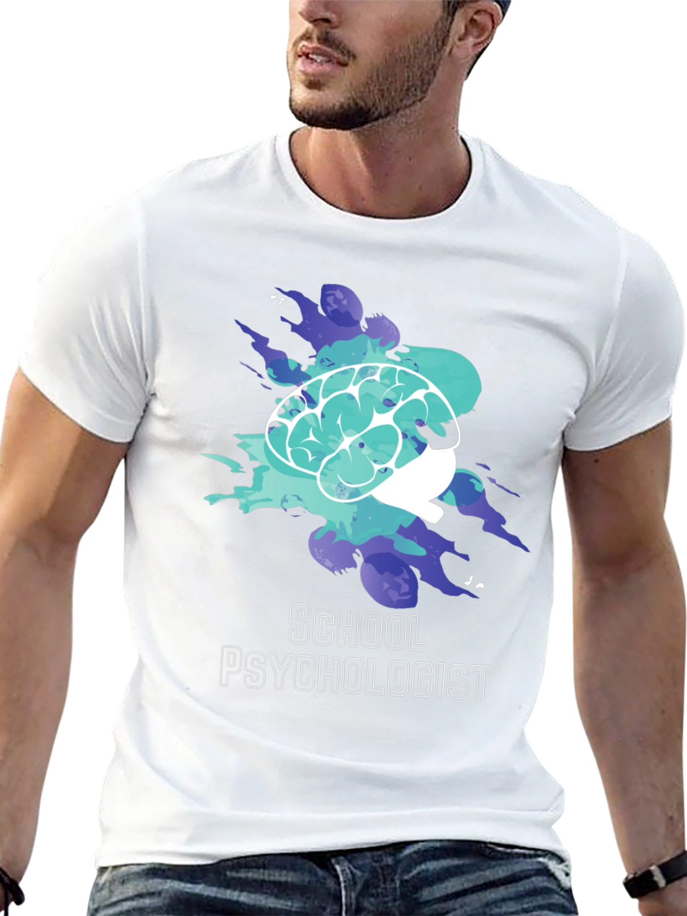 School Psychologist T-Shirt Brain Graphic Tee