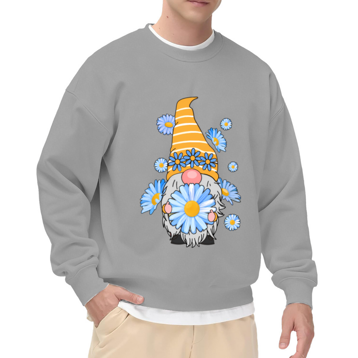 Garden Gnome & Cat Funny Graphic ԲÁìÎÀÒ - Unique Design Pullover Sweatshirt