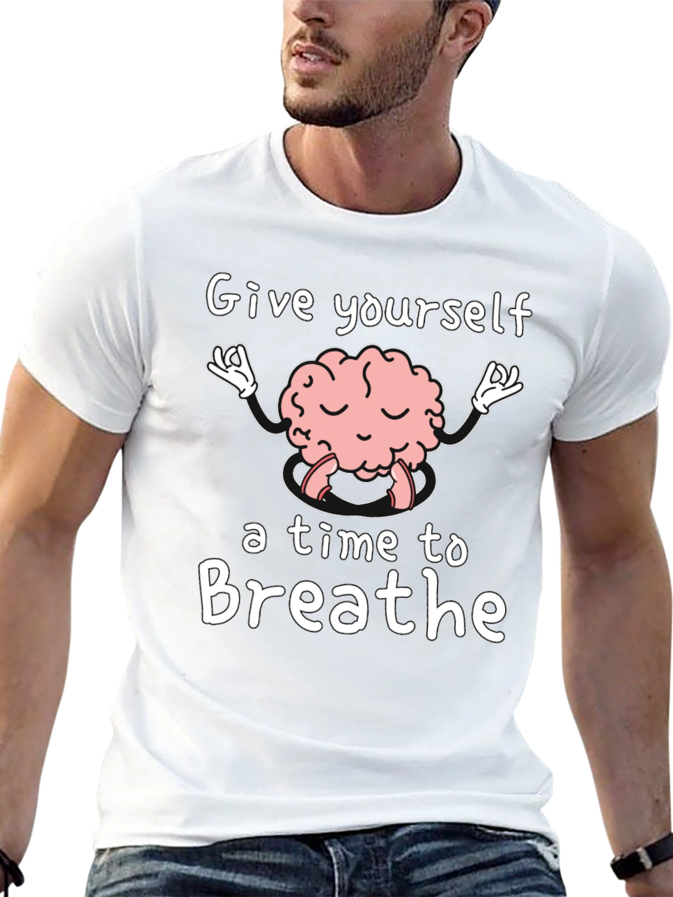 Brain Meditation T-Shirt - Give Yourself Time to Breathe
