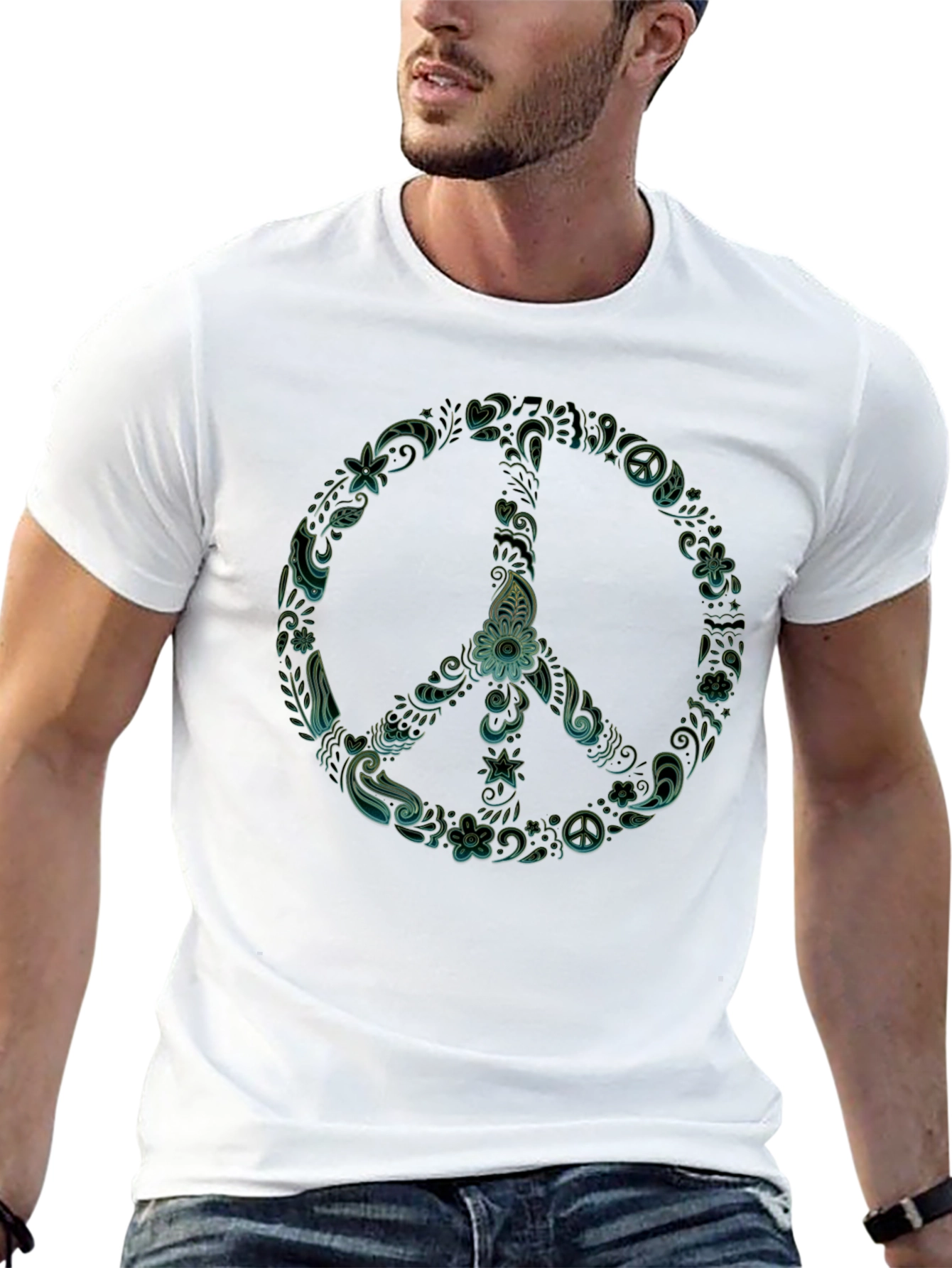 Peace Sign Graphic T-Shirt - Black Casual Tee