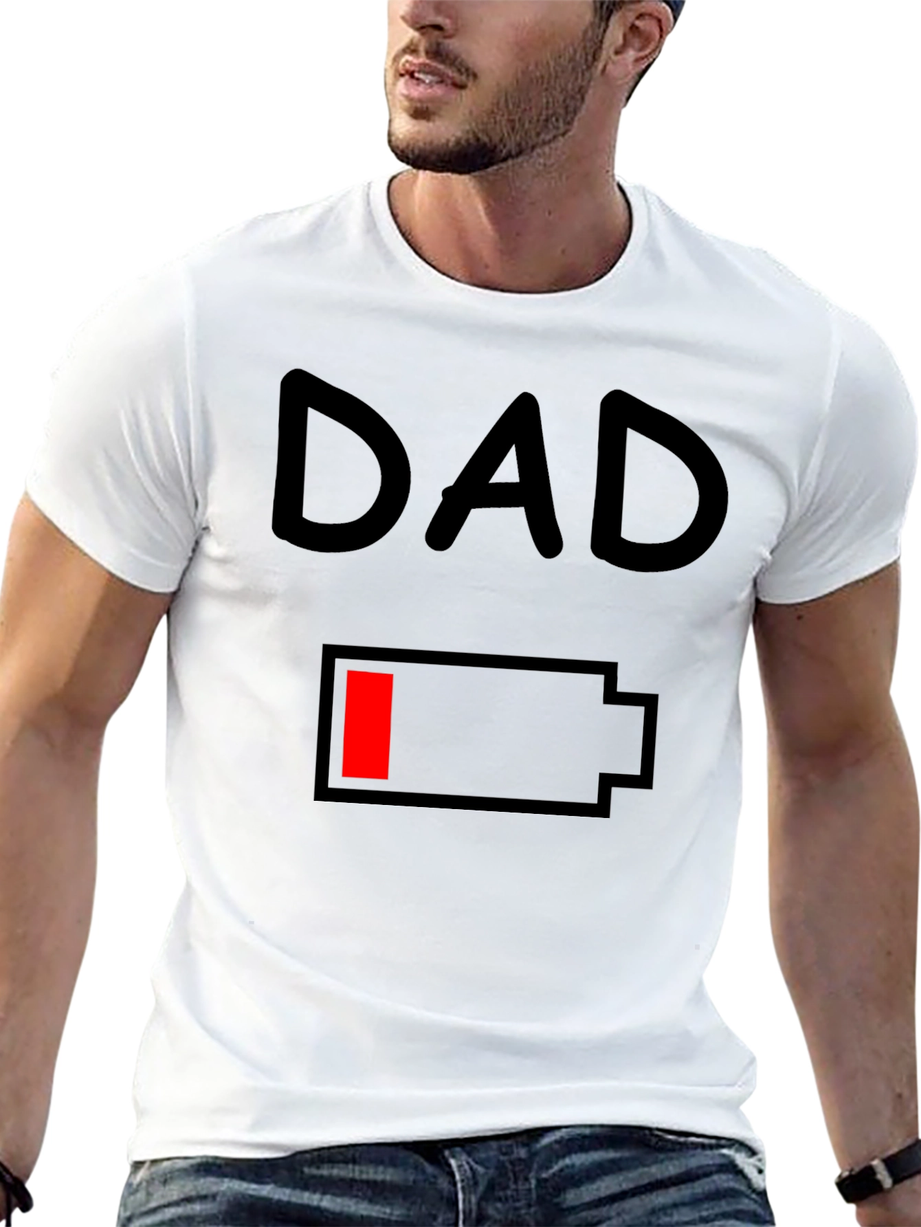 Dad Low Battery Black T-Shirt